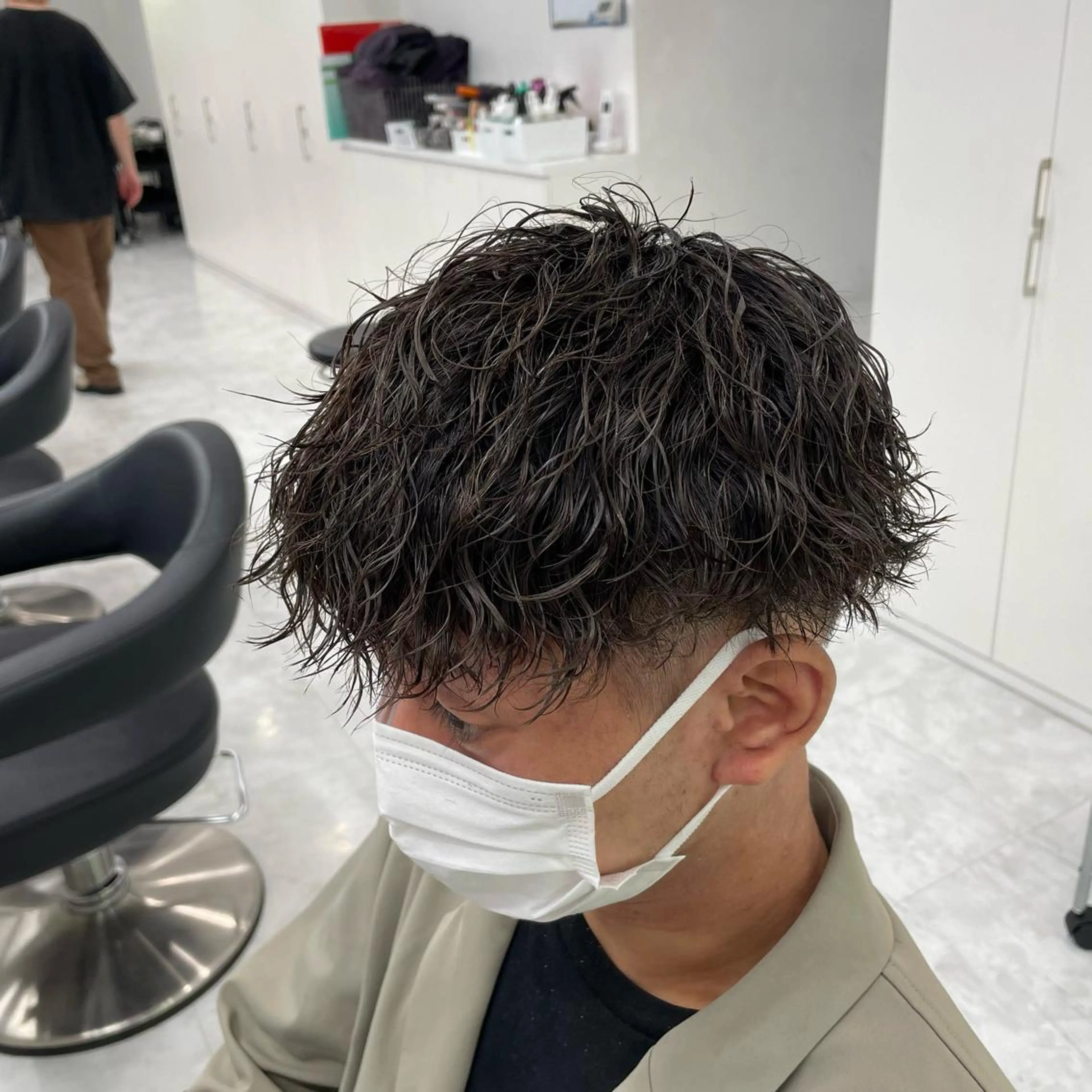 ショート パーマ メンズ 大人っぽ♡上品な暖色 ♡ブリーチなし♡のヘアスタイル