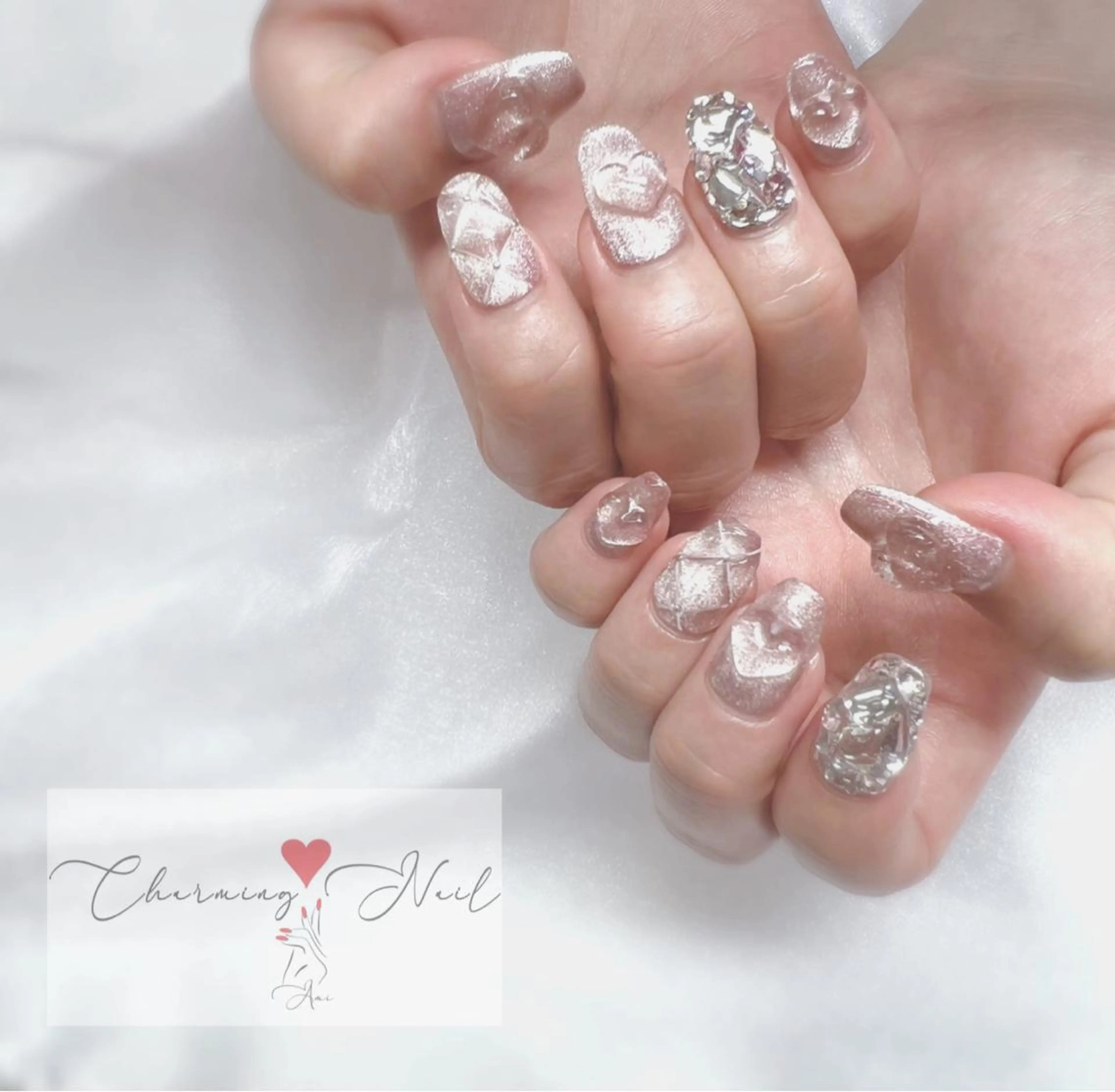 ネイル ハート キラキラネイル 韓国ネイル ぷっくりネイル ワンホンネイル Charming❤️Nail所属・Nailist Amiのその他イメージ