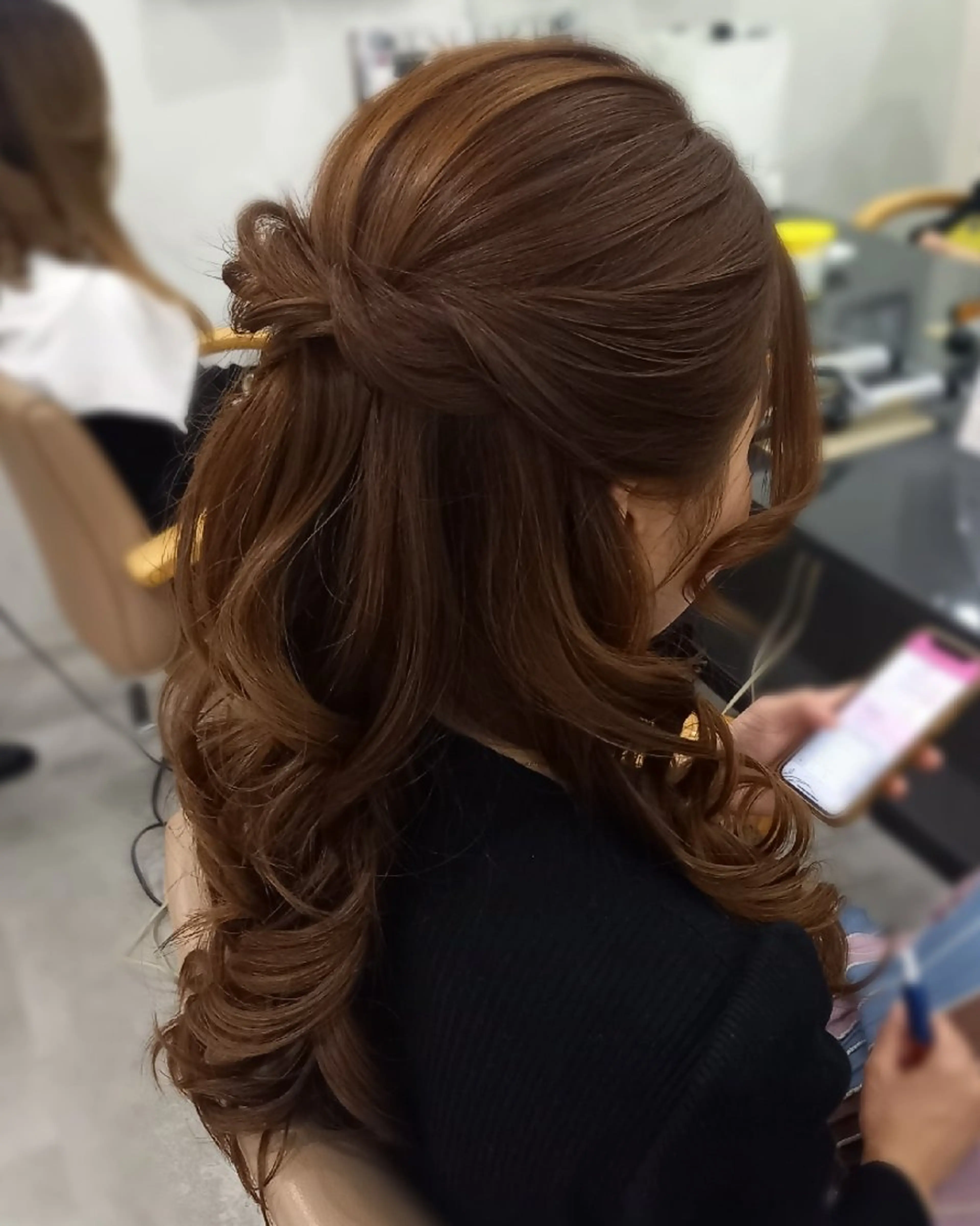 ロング ヘアアレンジ ハーフアップ ヘアセット ヘアセット/中洲 Akaneのヘアスタイル