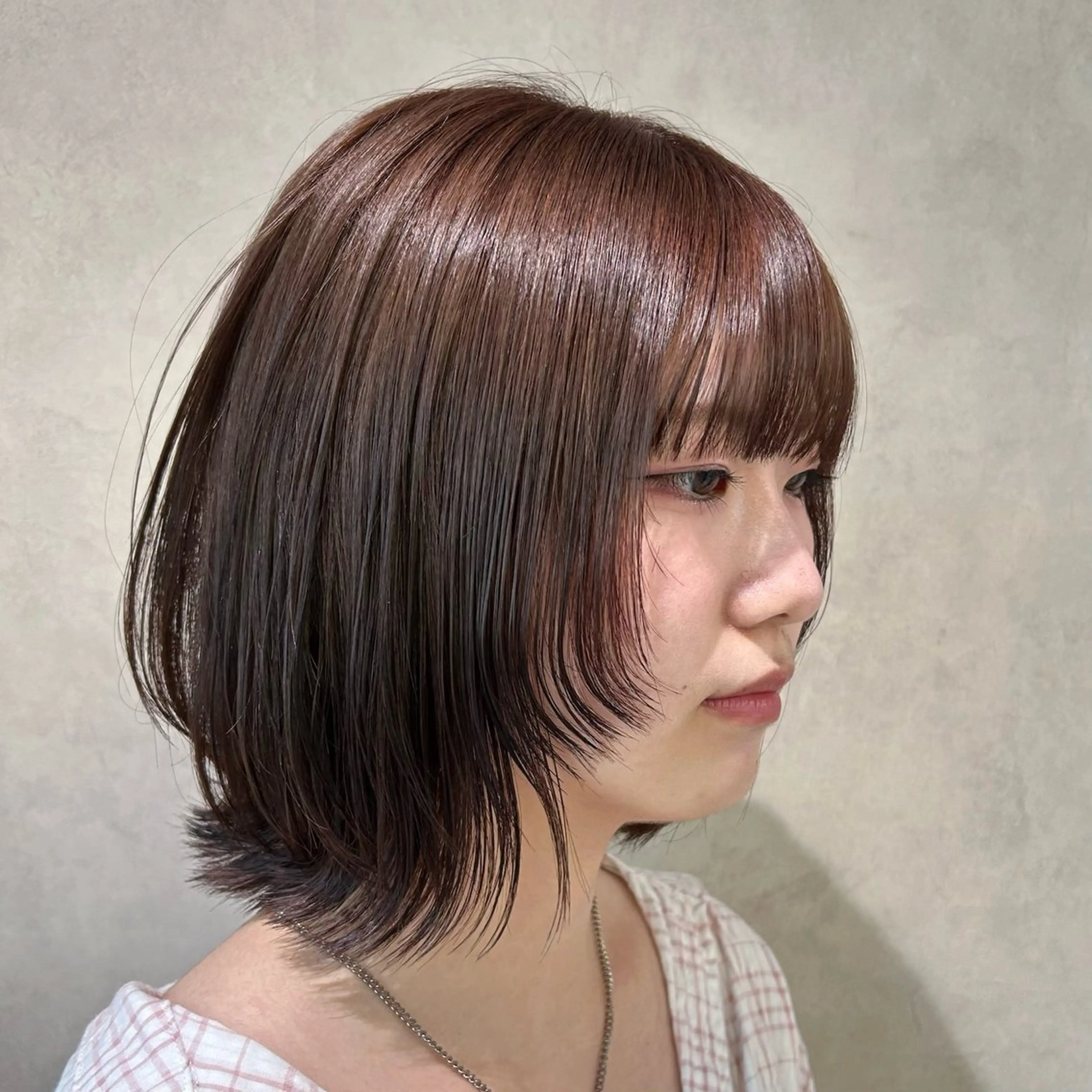 ミディアム 顔まわりレイヤー レイヤーカット カット ヘアカラー ボブ/レイヤー/ ダブルカラー/みのりのヘアスタイル