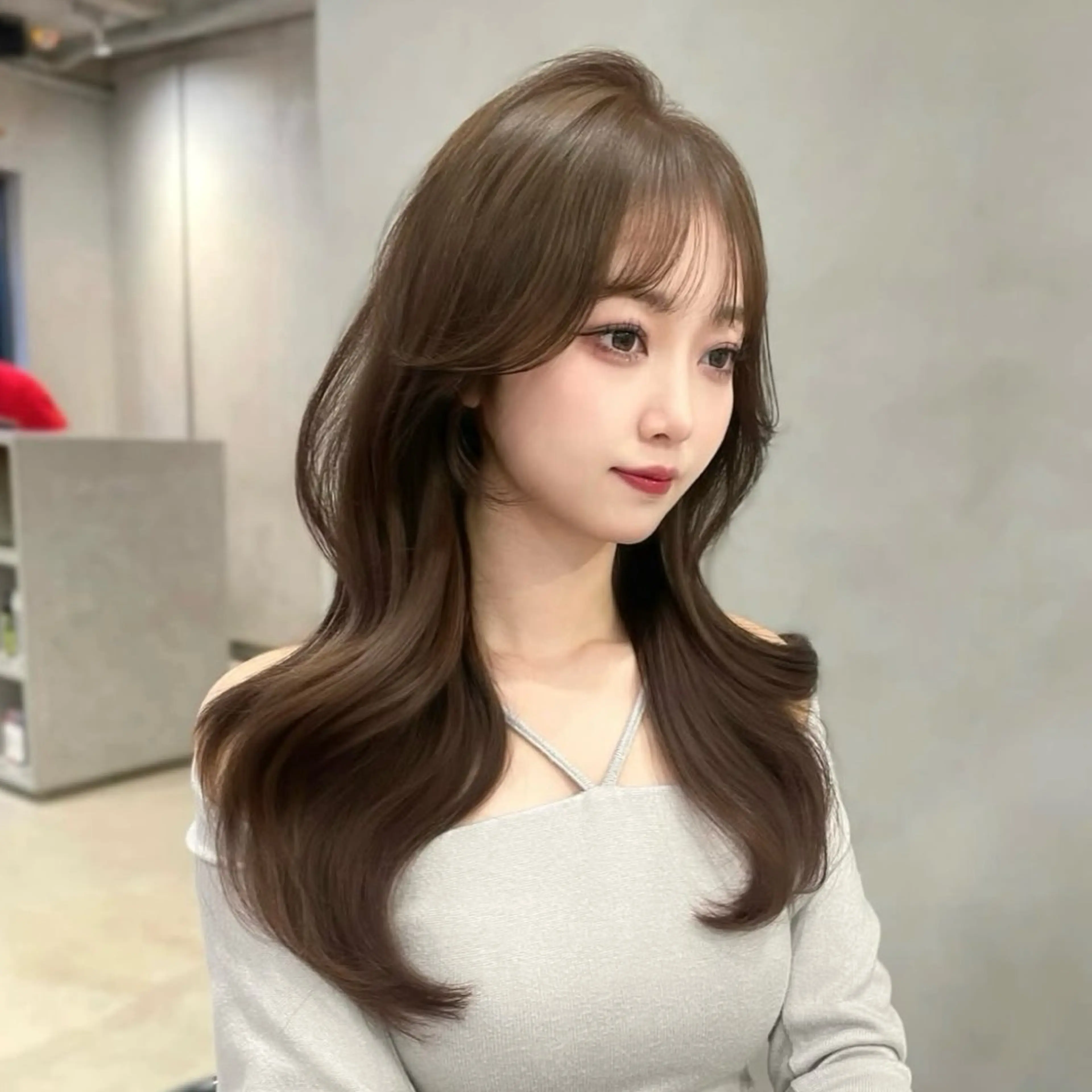 ロング ケアカラー レイヤーカット カット ヘアカラー モテ韓国ヘア/ レイヤー🤍RIKAのヘアスタイル
