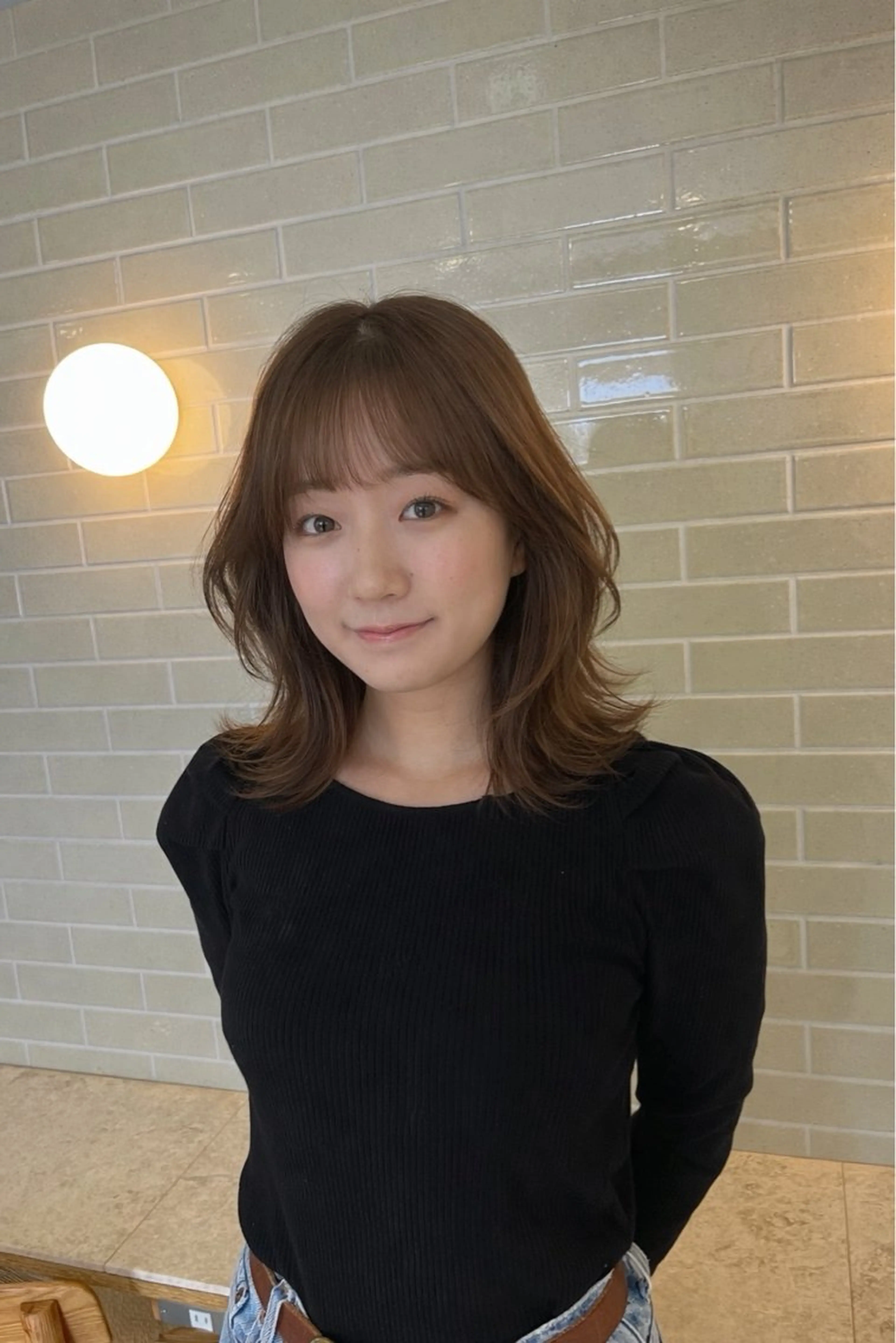 ミディアム 艶髪×縮毛矯正/ レイヤー　西村のヘアスタイル