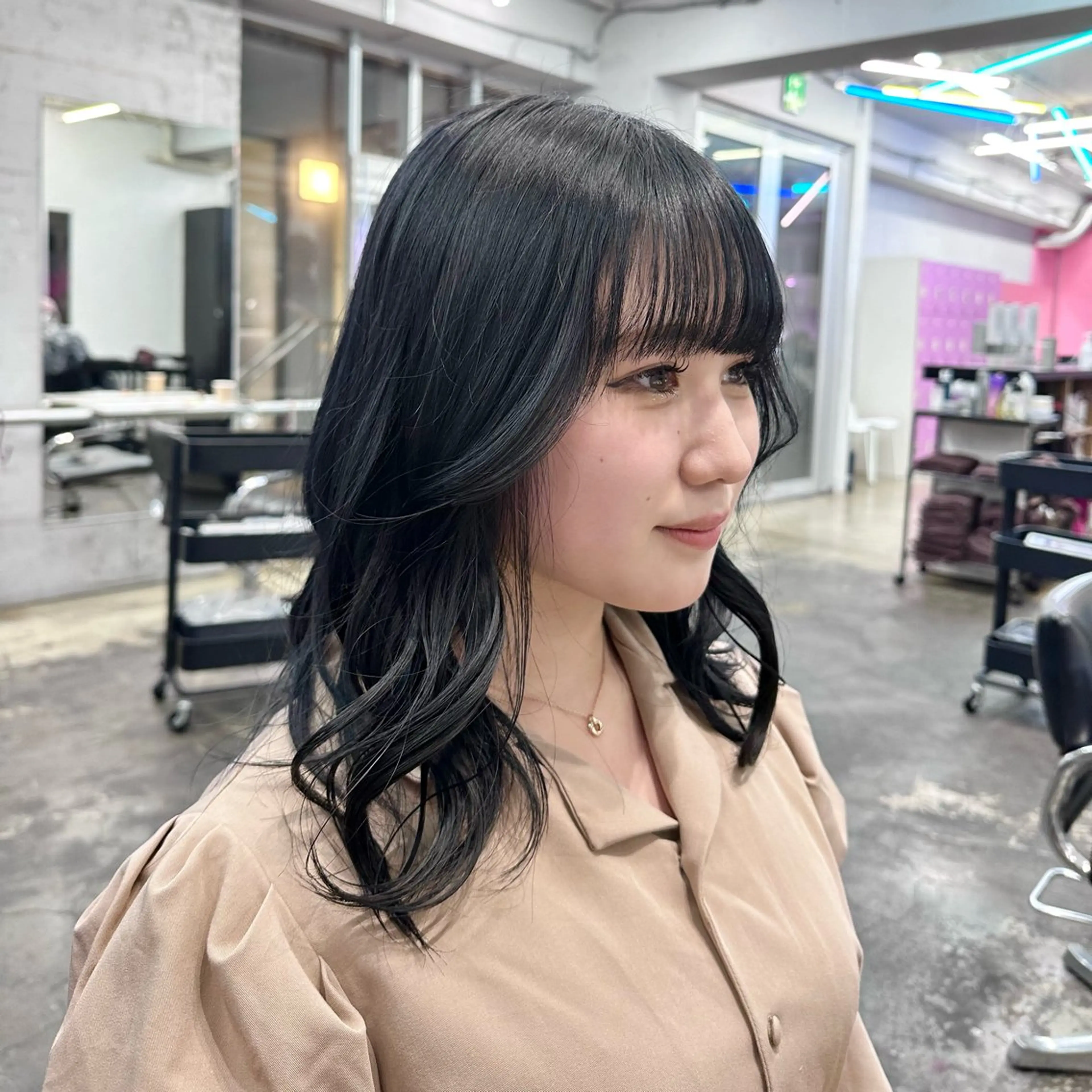 セミロング 🥀モテ暖色× エクステ🥀あかりのヘアスタイル