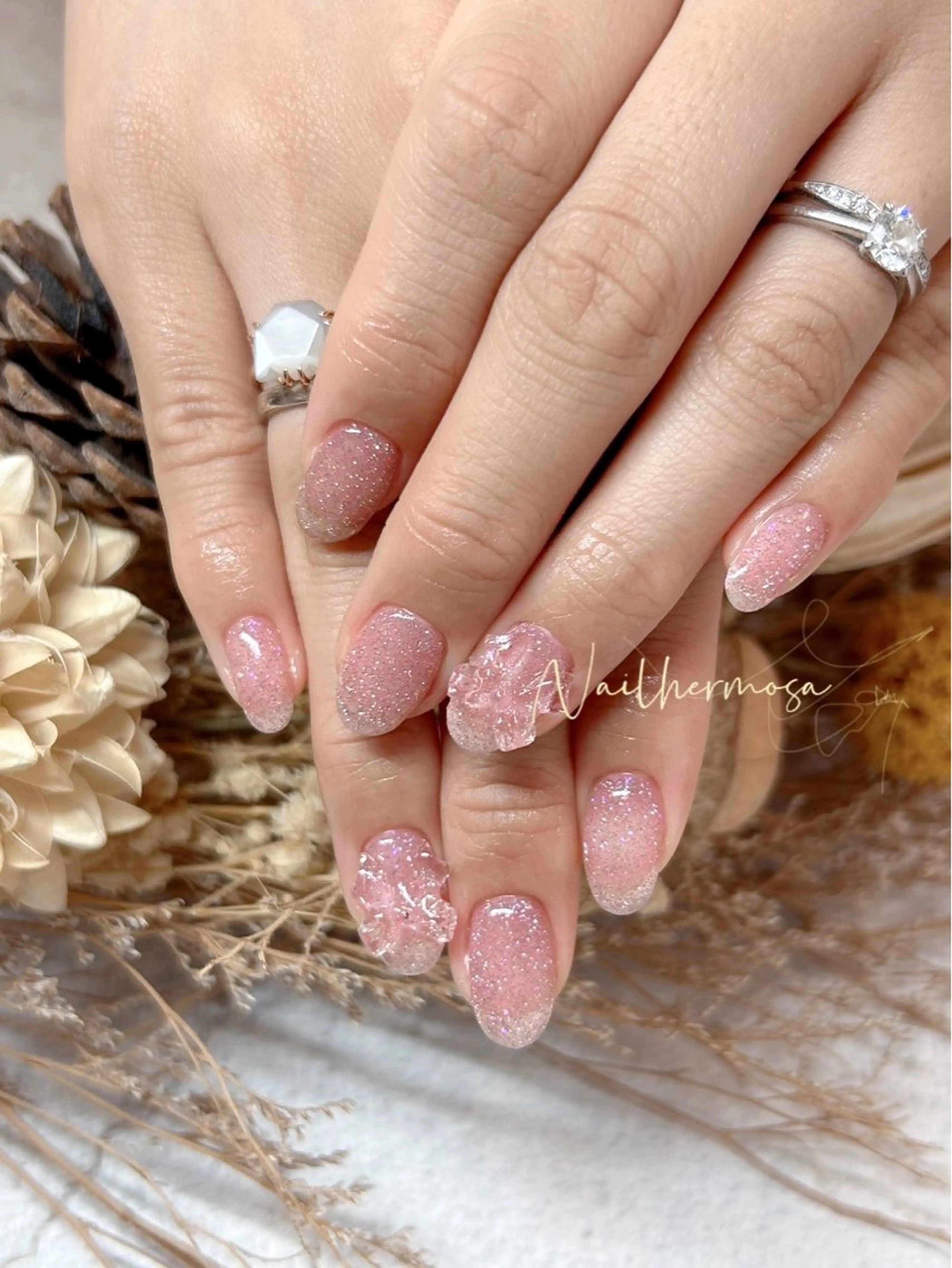 ネイル 長さ出し フラッシュネイル フットネイル ジェルネイル マグネットネイル ハンドネイル エルモサ YURIKAのネイルデザイン