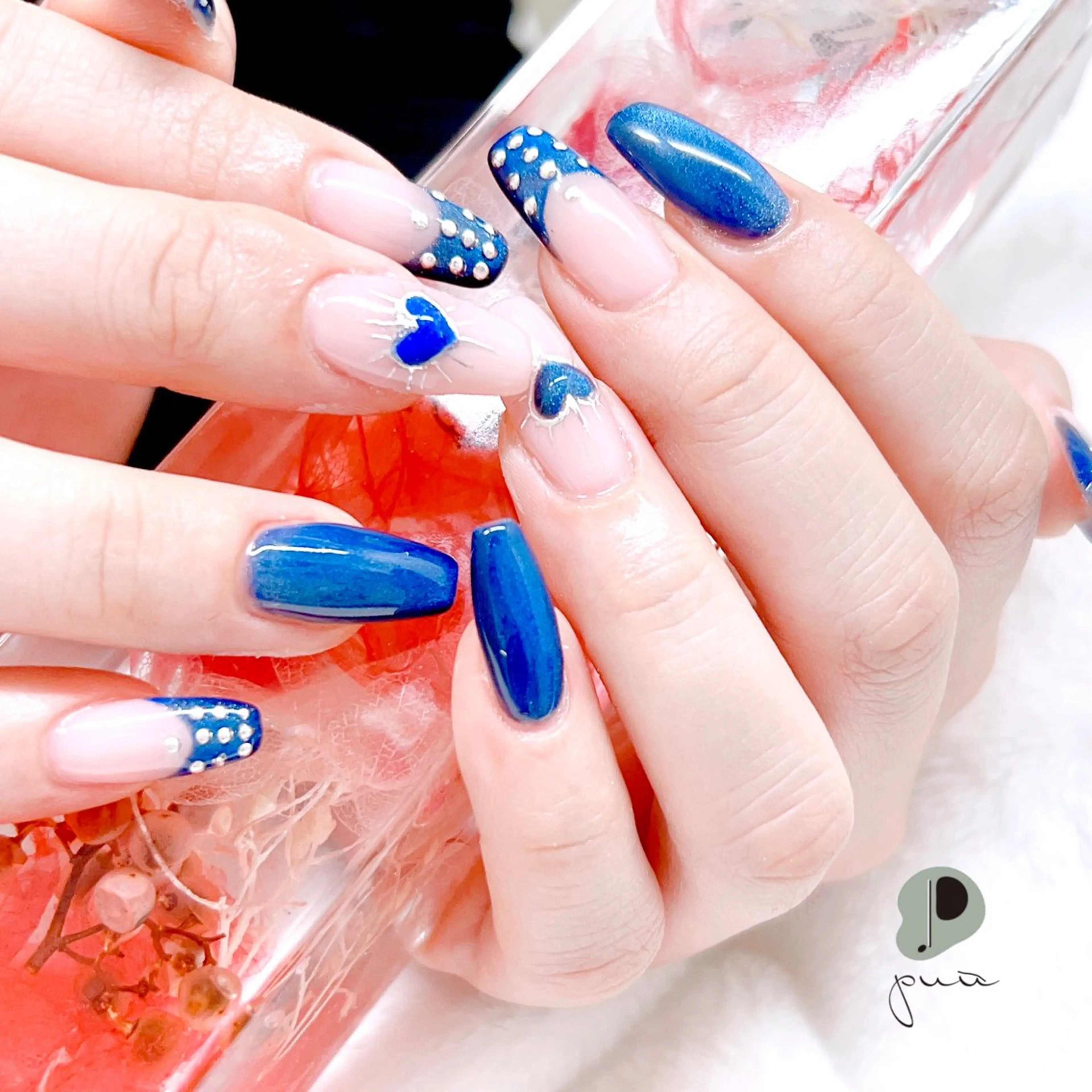 ネイル アートネイル フレンチネイル ハート マグネットネイル ワンカラーネイル ハンドネイル puu kyoto所属・Nail salon puu kyotoのネイルデザイン