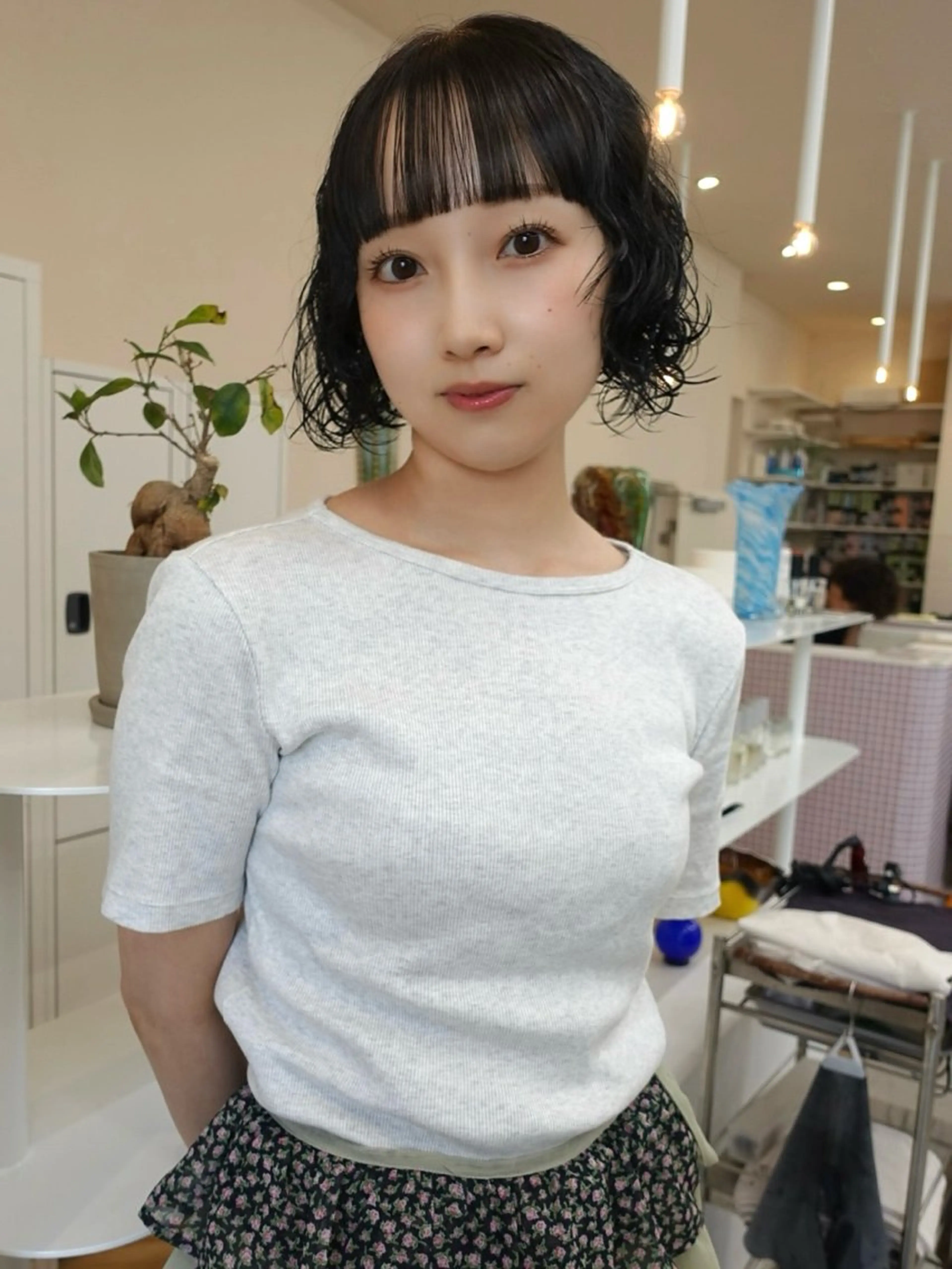 ミディアム ミディアムパーマ ボブ カット パーマ ボブカットモデル/パ ーマ/harunaのヘアスタイル