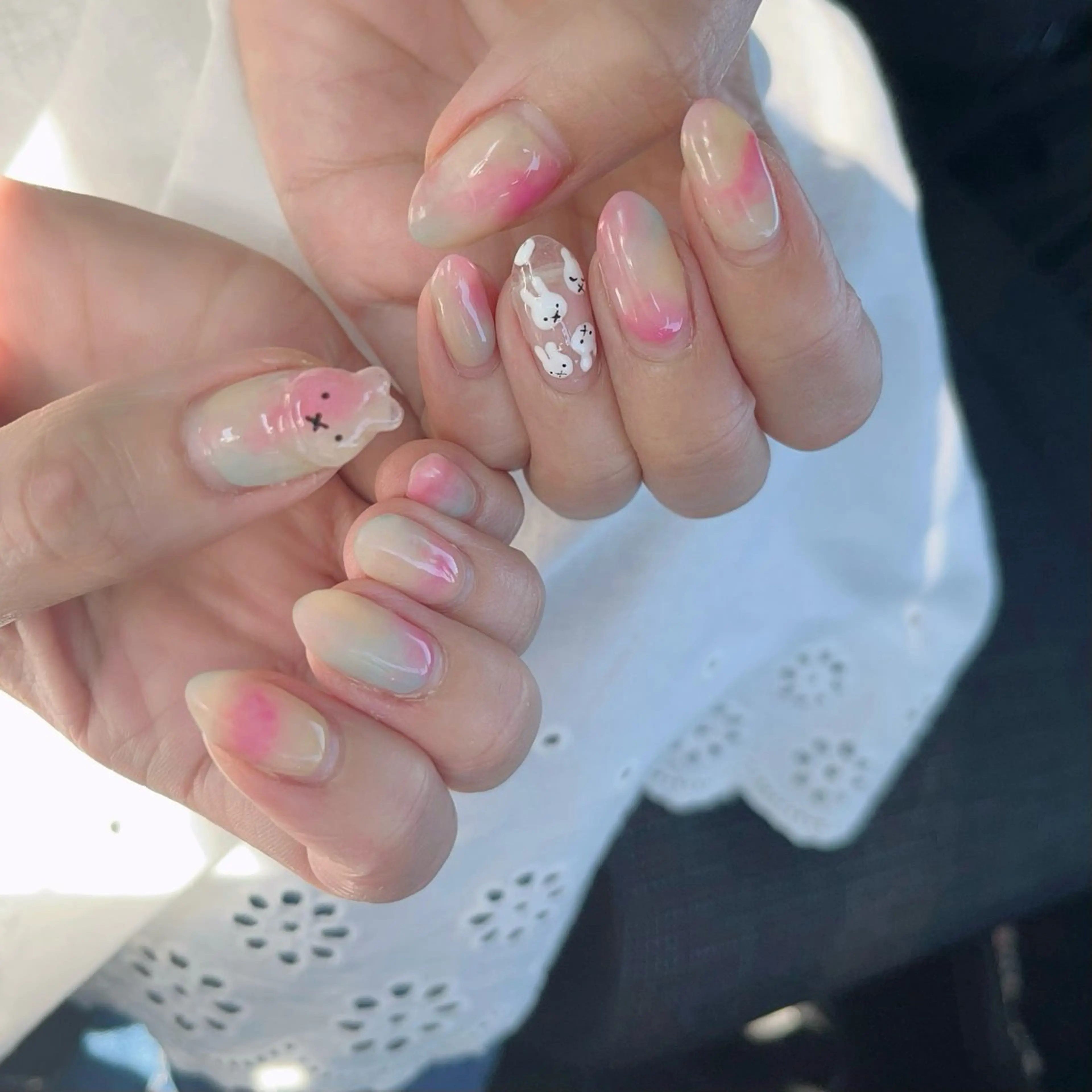 ネイル ブルー クリアネイル フレンチネイル ガーリー ニュアンスネイル ハンドネイル tytto nail ❤︎‪‪eri‪‪のネイルデザイン