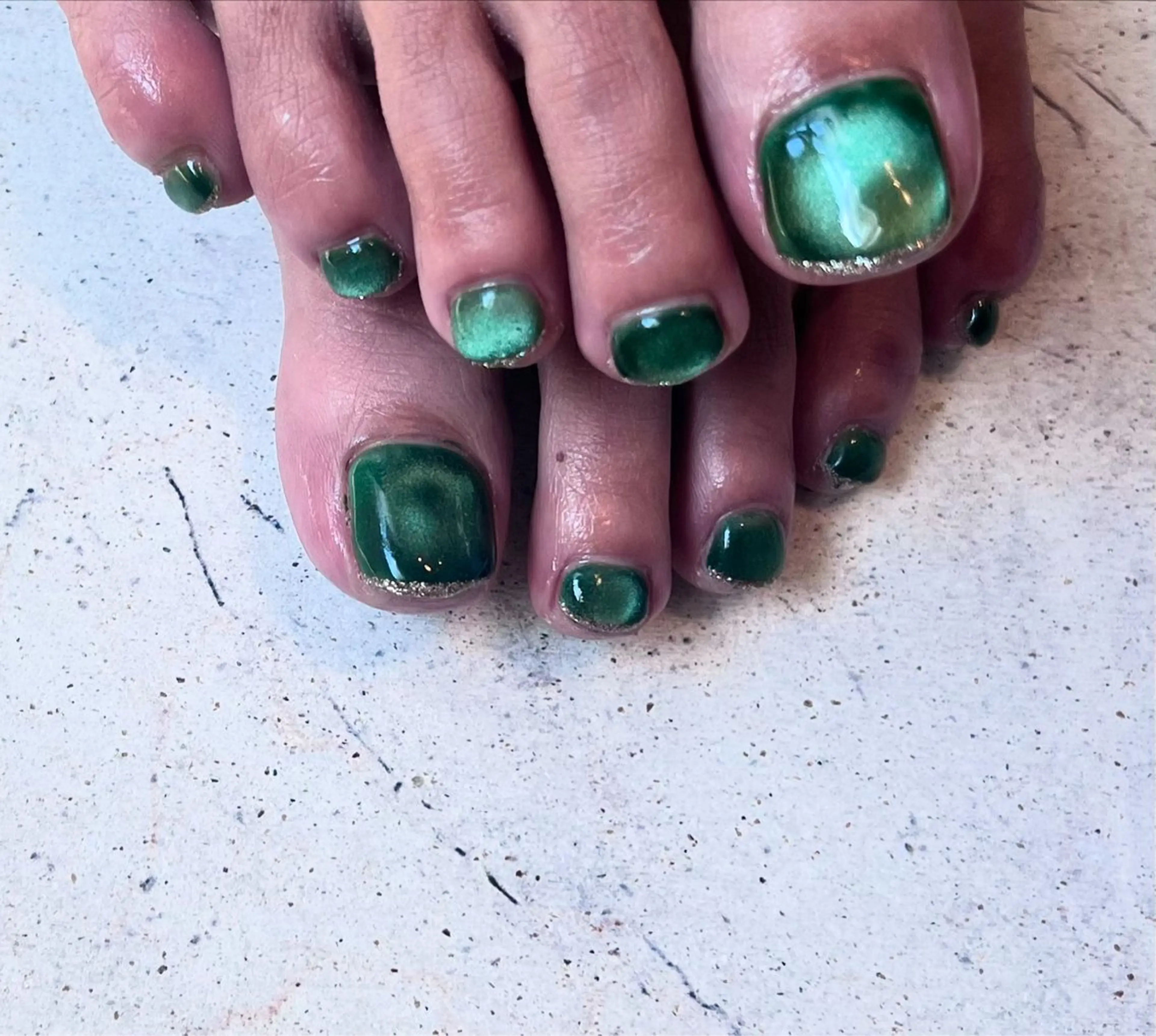 ネイル フットネイル ラメ(グリッター) マグネットネイル charmant nailのネイルデザイン