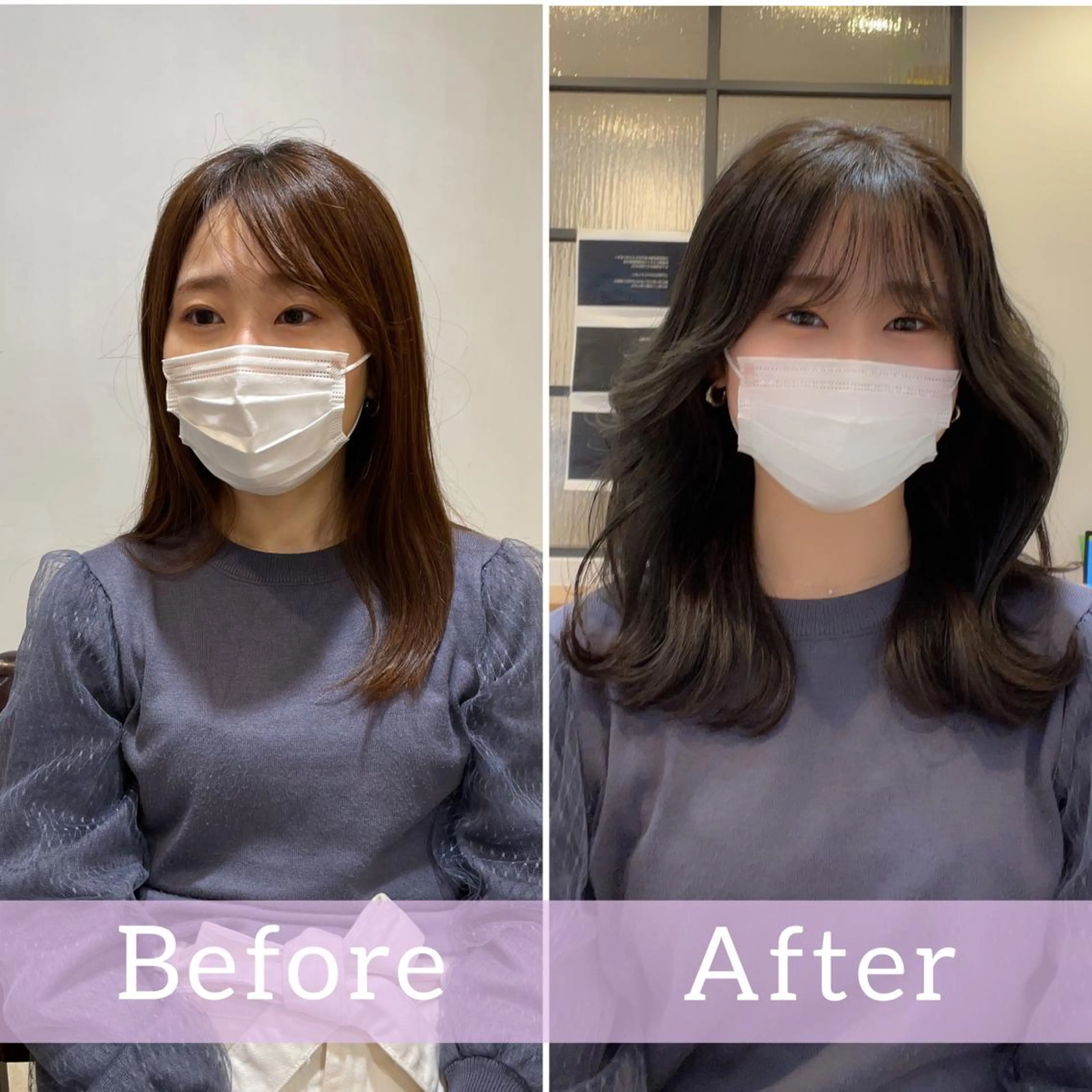 セミロング くびれヘア 韓国風ヘア くびれレイヤー レイヤーカット LOMA🇰🇷 銀座クボタのヘアスタイル