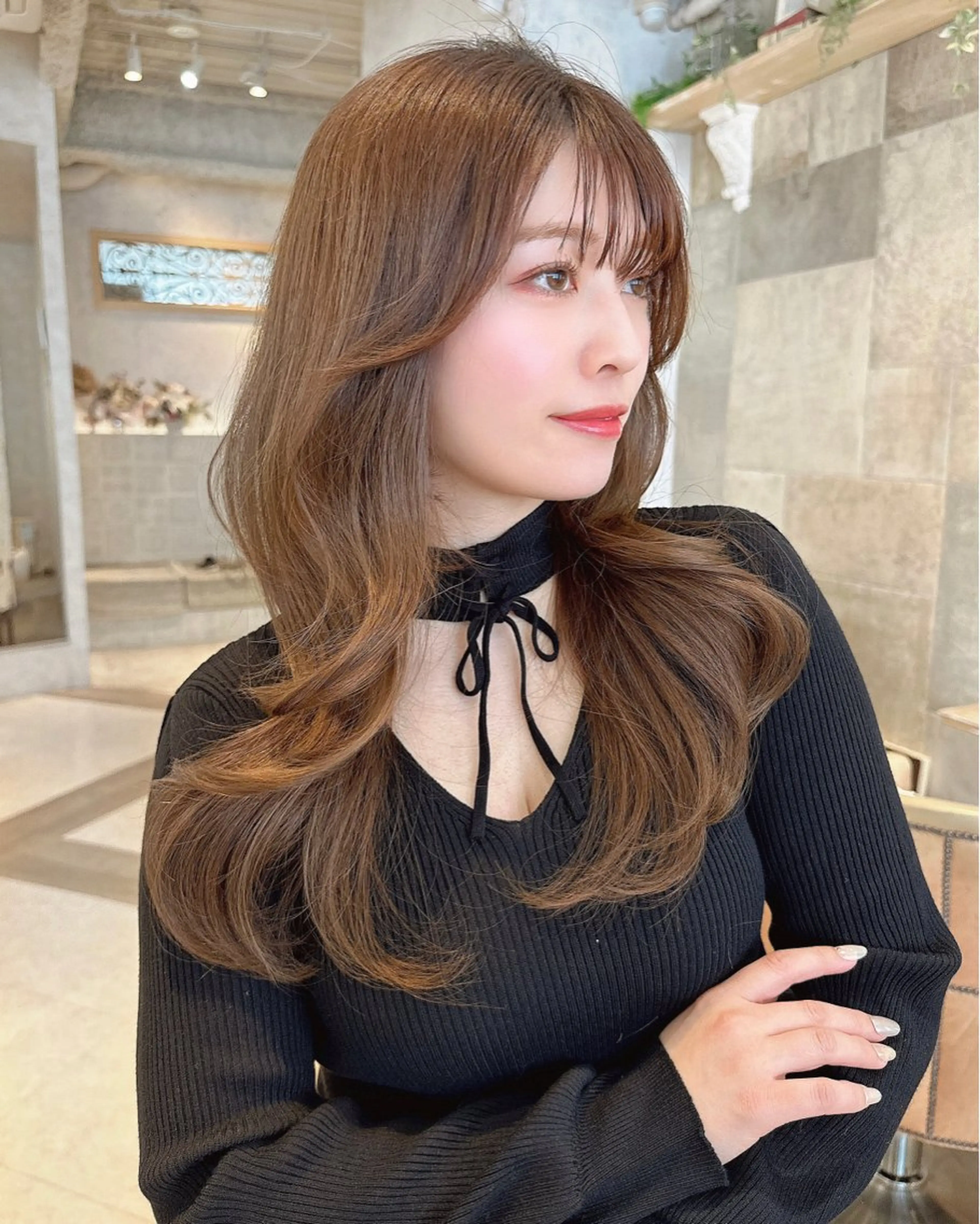 ロング カット ヘアカラー トリートメント Kanami/韓国風 /艶カラーのヘアスタイル