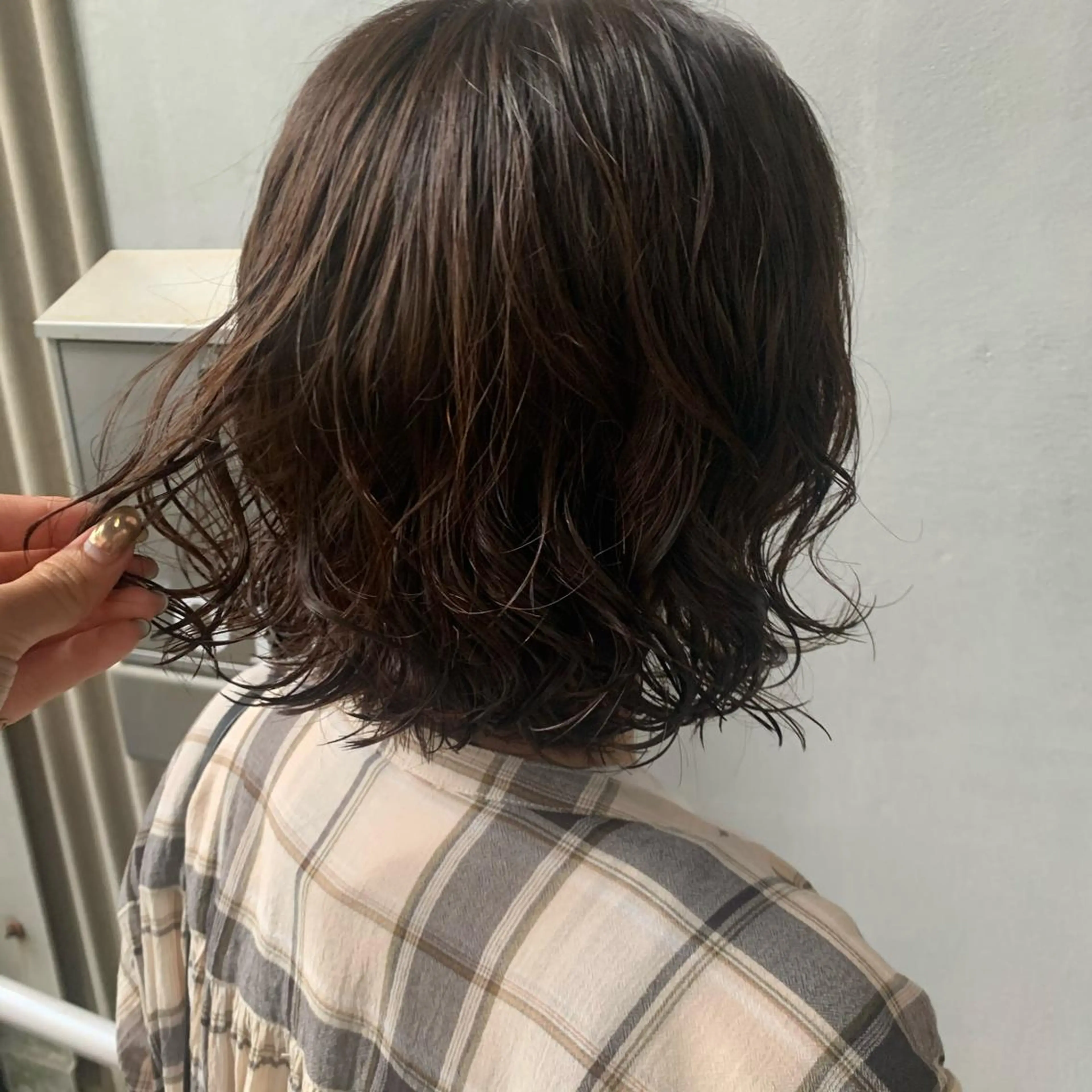 ミディアム パーマ ミディアムパーマ ボブ 野々村 朋美のヘアスタイル