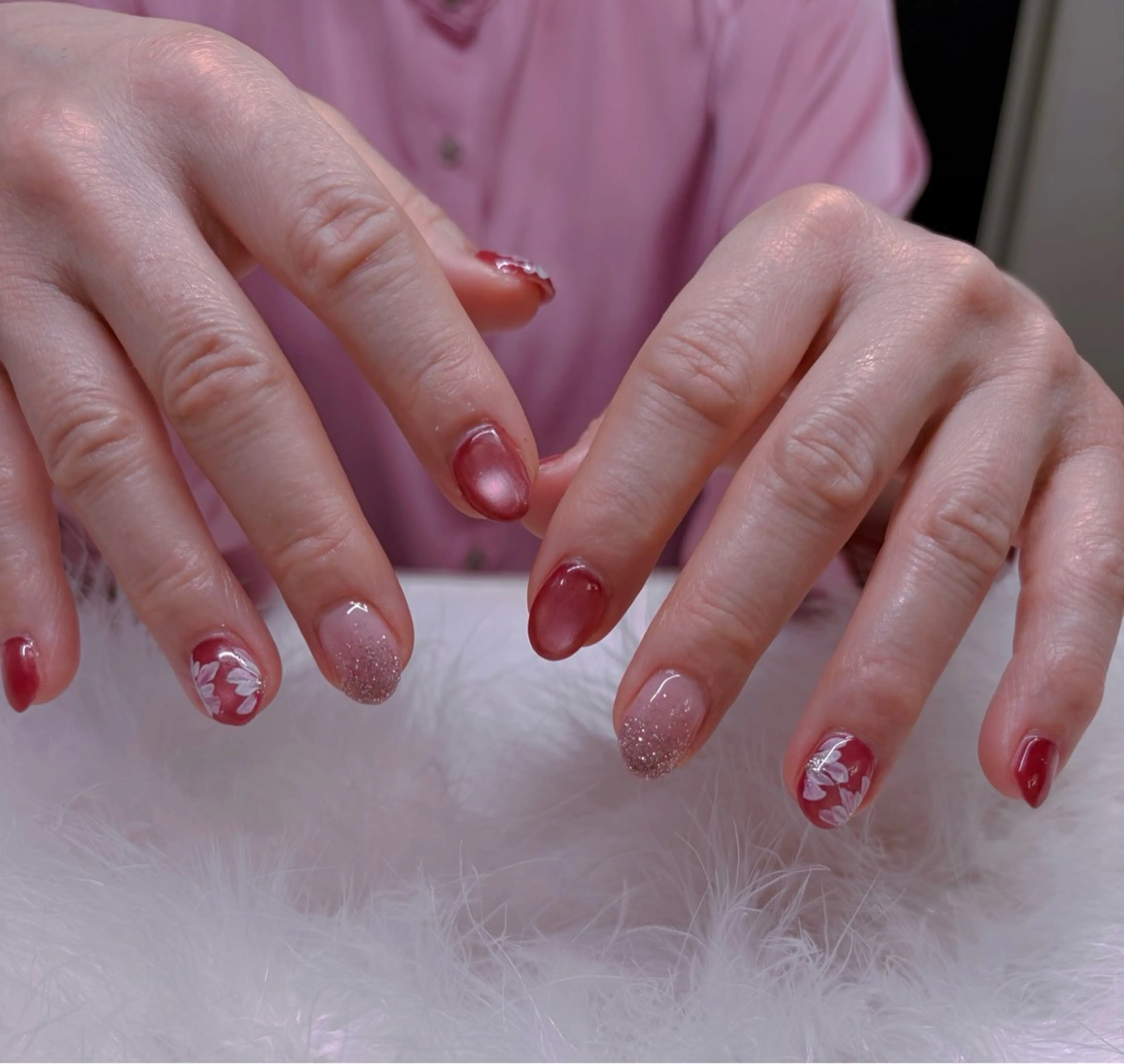 ネイル チークネイル 桜ネイル 長さ出し フットネイル フレンチネイル ビューティー ネイルのネイルデザイン