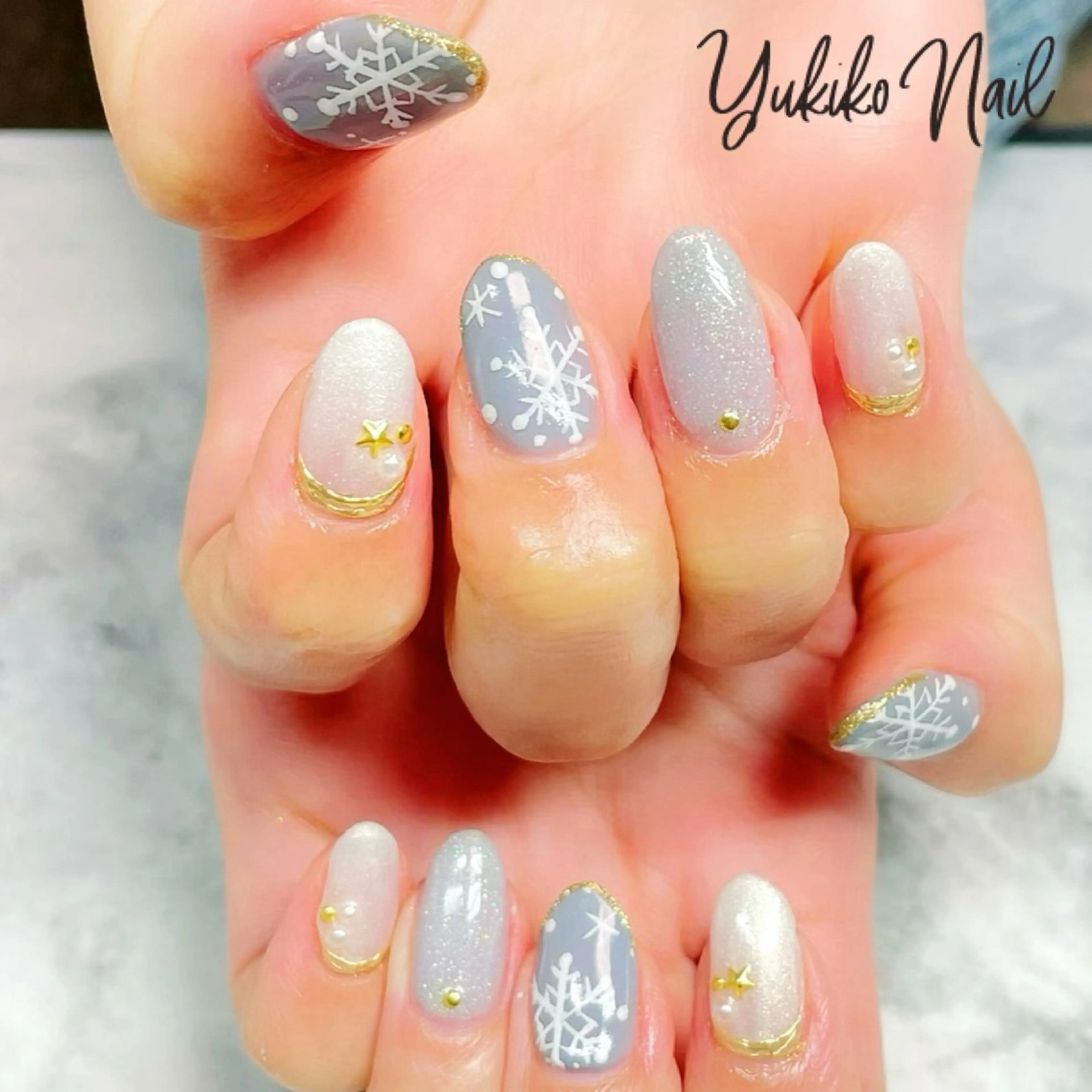 ネイル ブルー 冬ネイル ユキコ ネイルのネイルデザイン