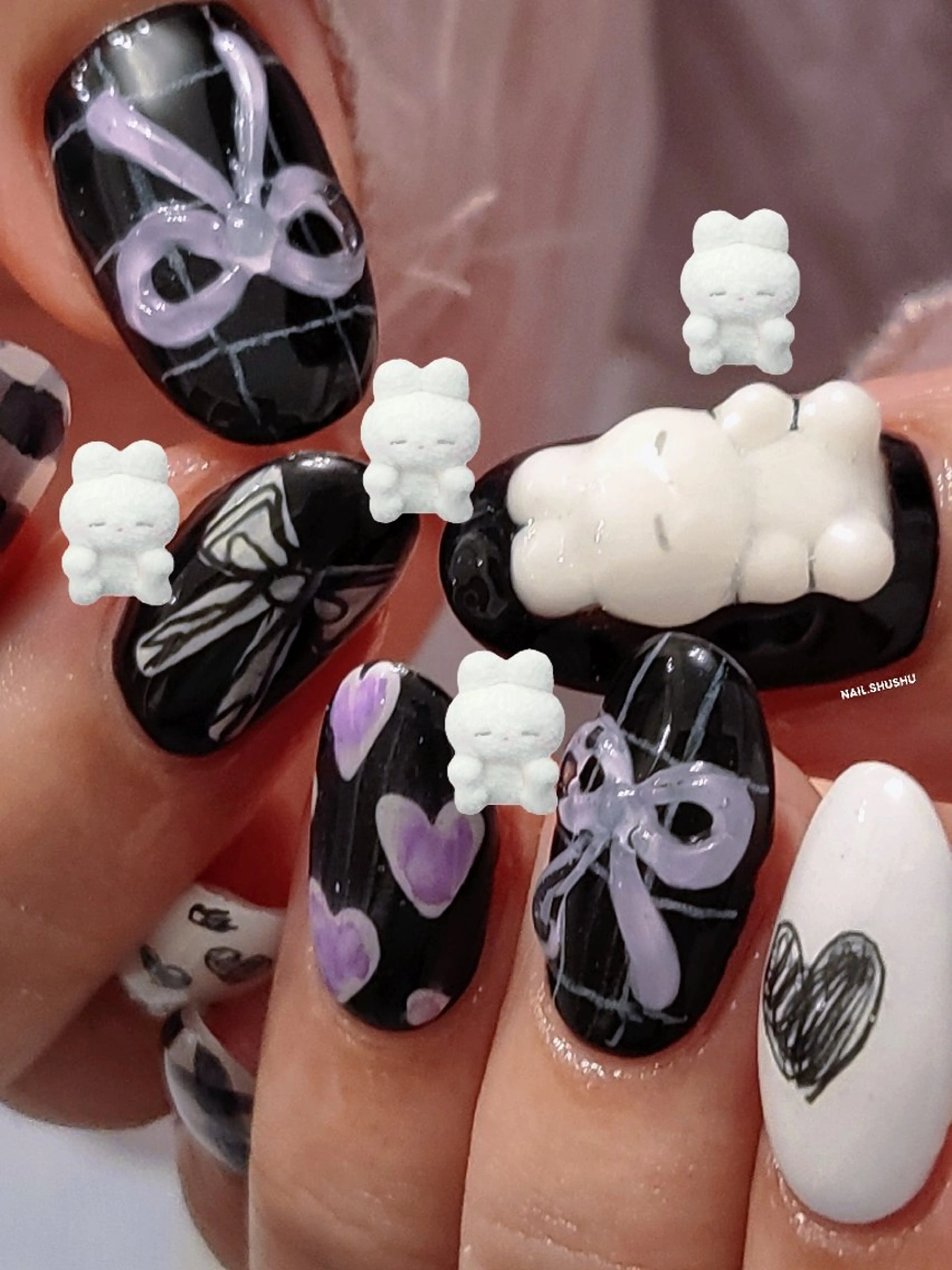 ネイル ハンドネイル 3dパーツ/流行り 👧shushu❤️のネイルデザイン