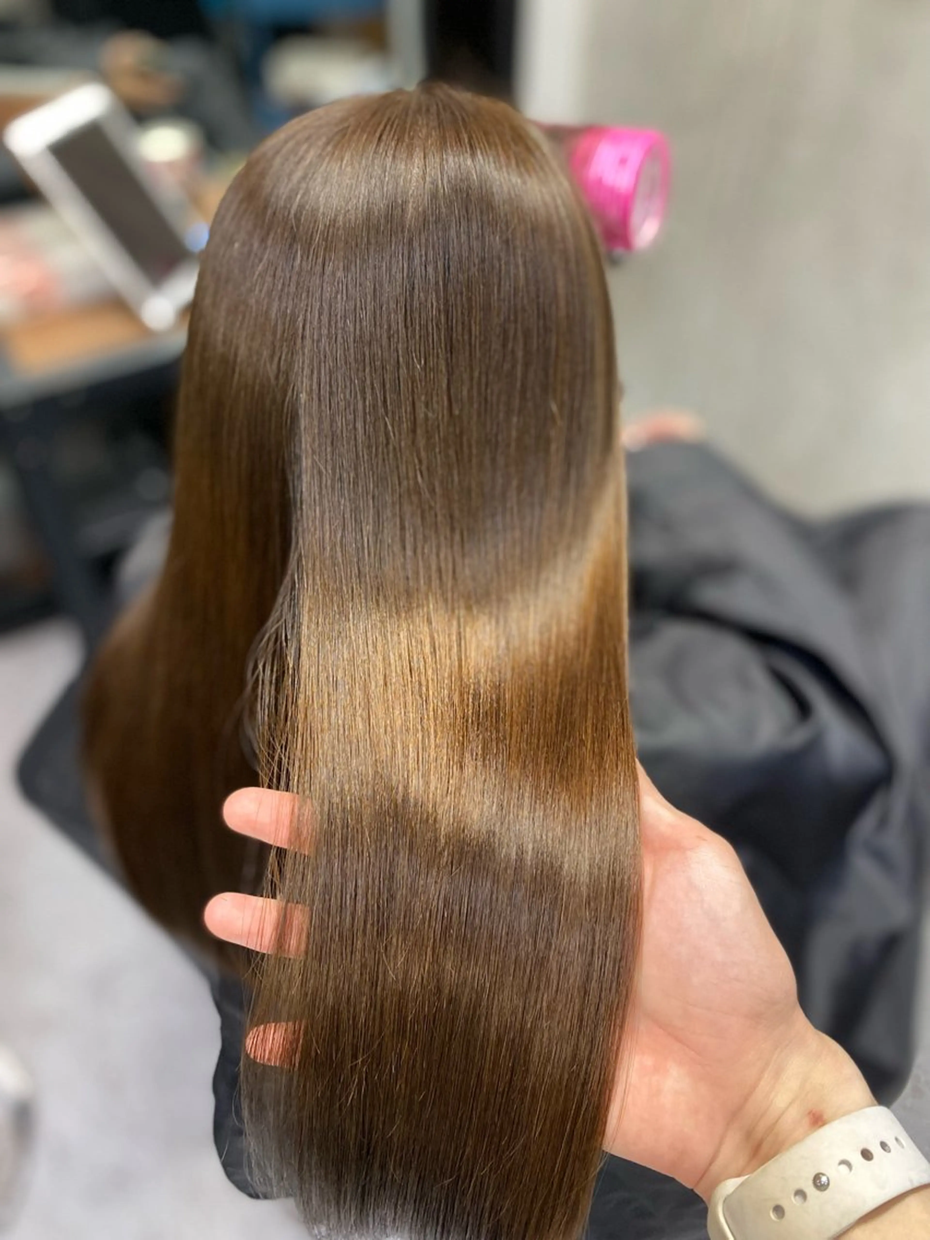 ロング カラー ブリーチ ケアカラー 透明感カラー ブリーチなしカラー 髪質改善 韓国/ワンホンヘア 髪質改善/MaCoのヘアスタイル