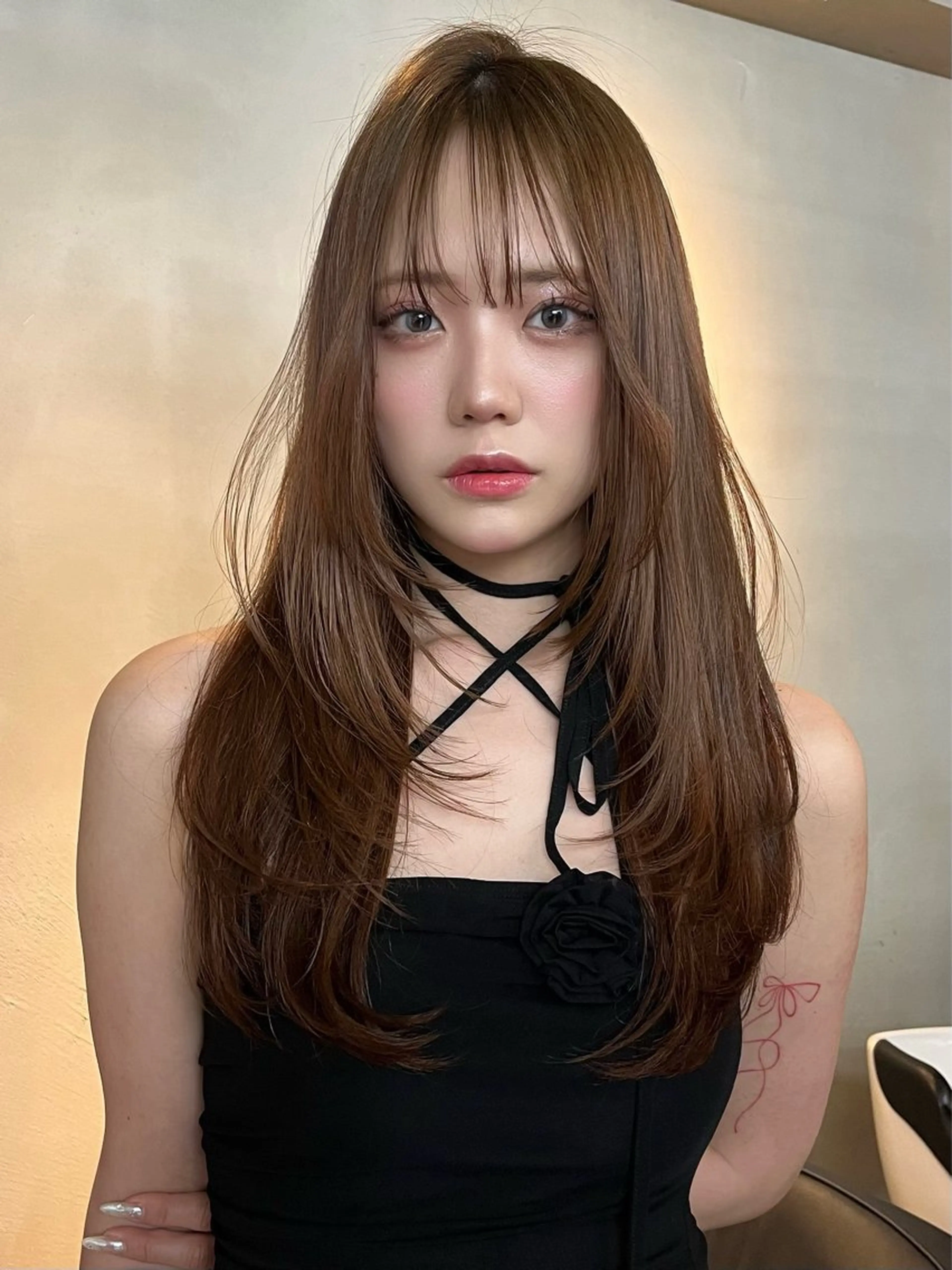 ロング カラー 韓国風ヘア レイヤーカット ワンホンヘア ウルフカット ウルフレイヤー カット ヘアカラー トリートメント ウルフ/レイヤー ⚡️ITSUKU⚡️のヘアスタイル