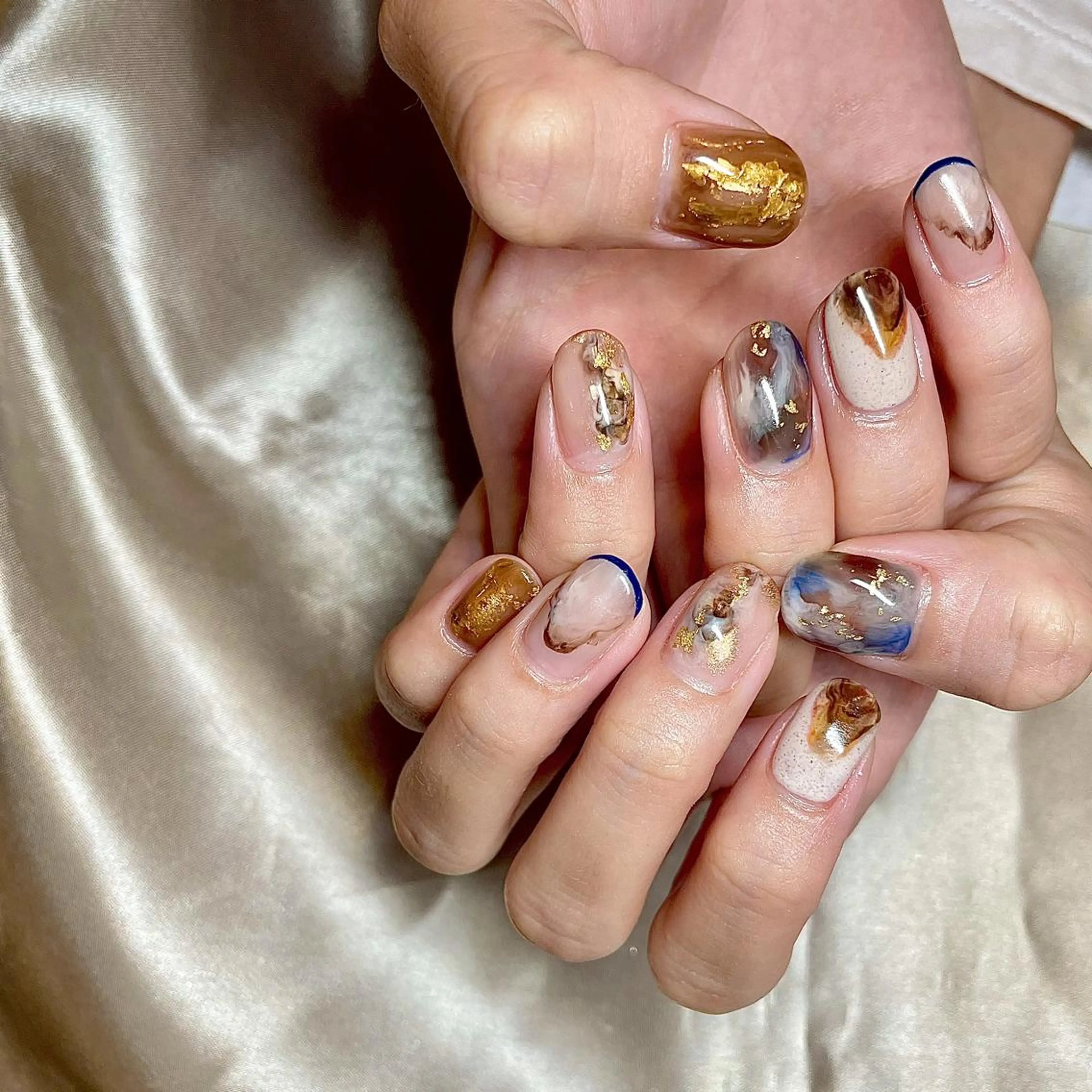 ミディアム カラー パーマ ヘアアレンジ メンズ キッズ ネイル マツエク・マツパ ネイビーカラー ネイビー nail&eye Aoのマツエク・マツパデザイン