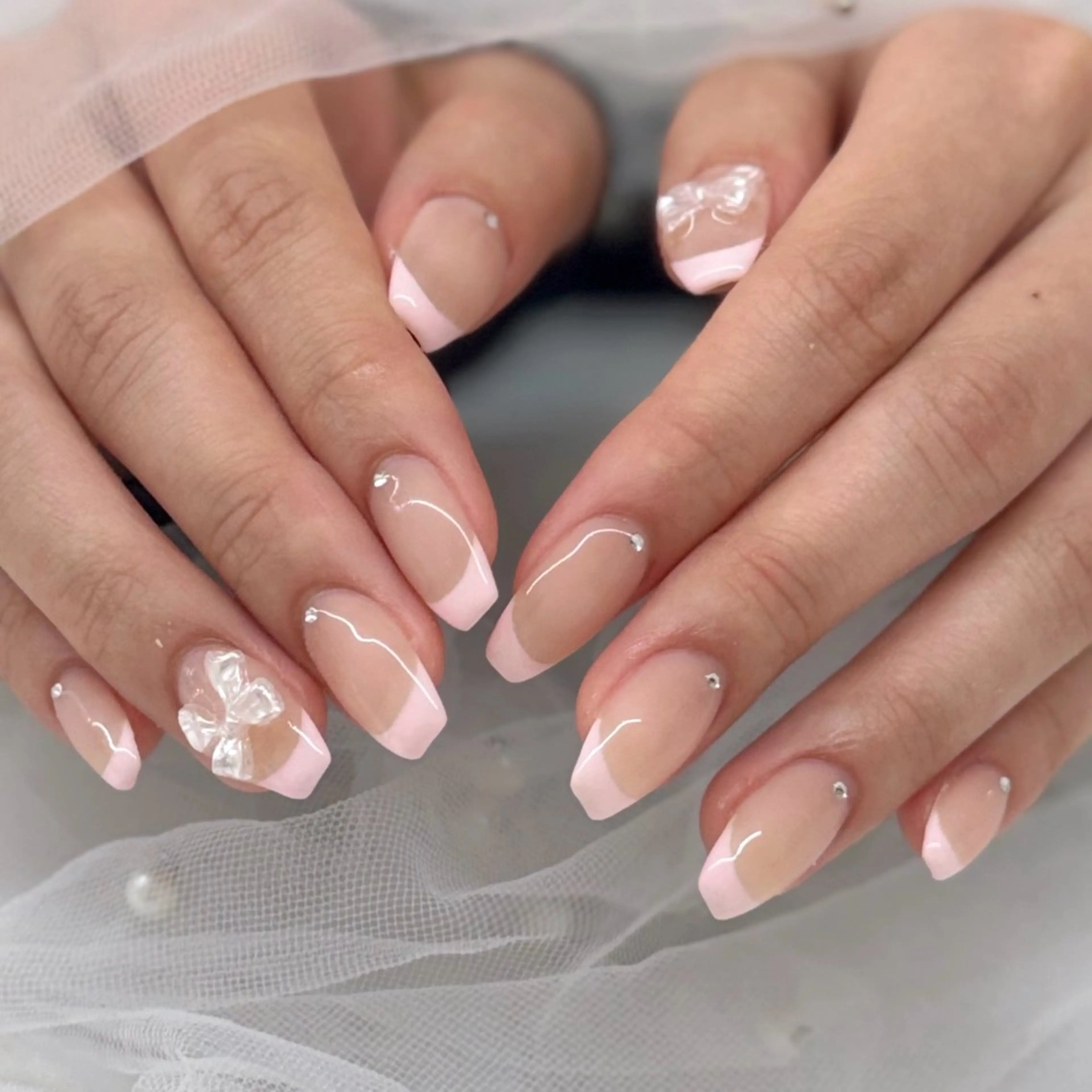 ネイル フレンチネイル ピンク ハンドネイル ハンドケア Chizuru ☾ ໋のネイルデザイン