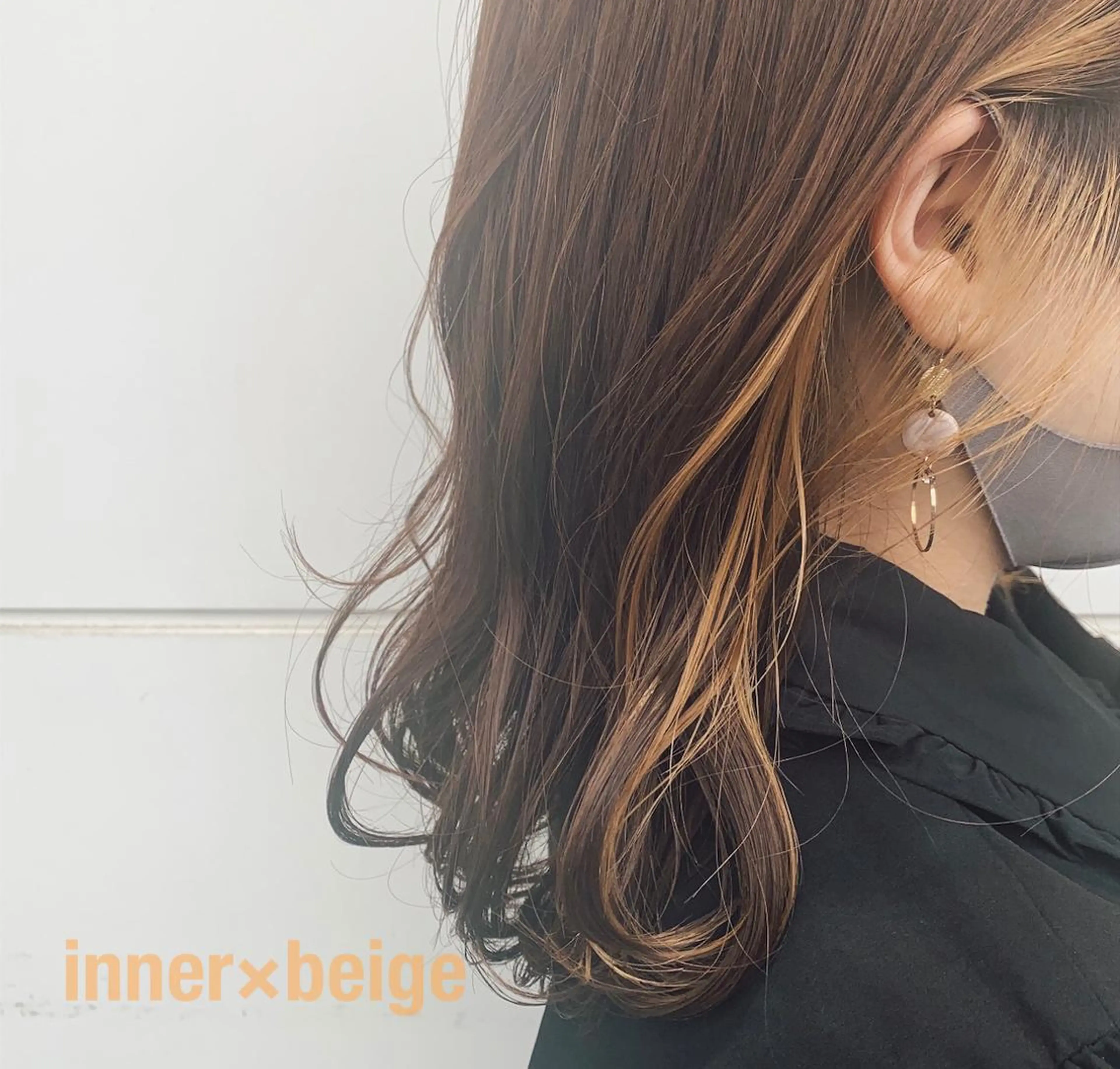 ミディアム カラー ベージュカラー イヤリングカラー RINA🧤 デザインとボブのヘアスタイル