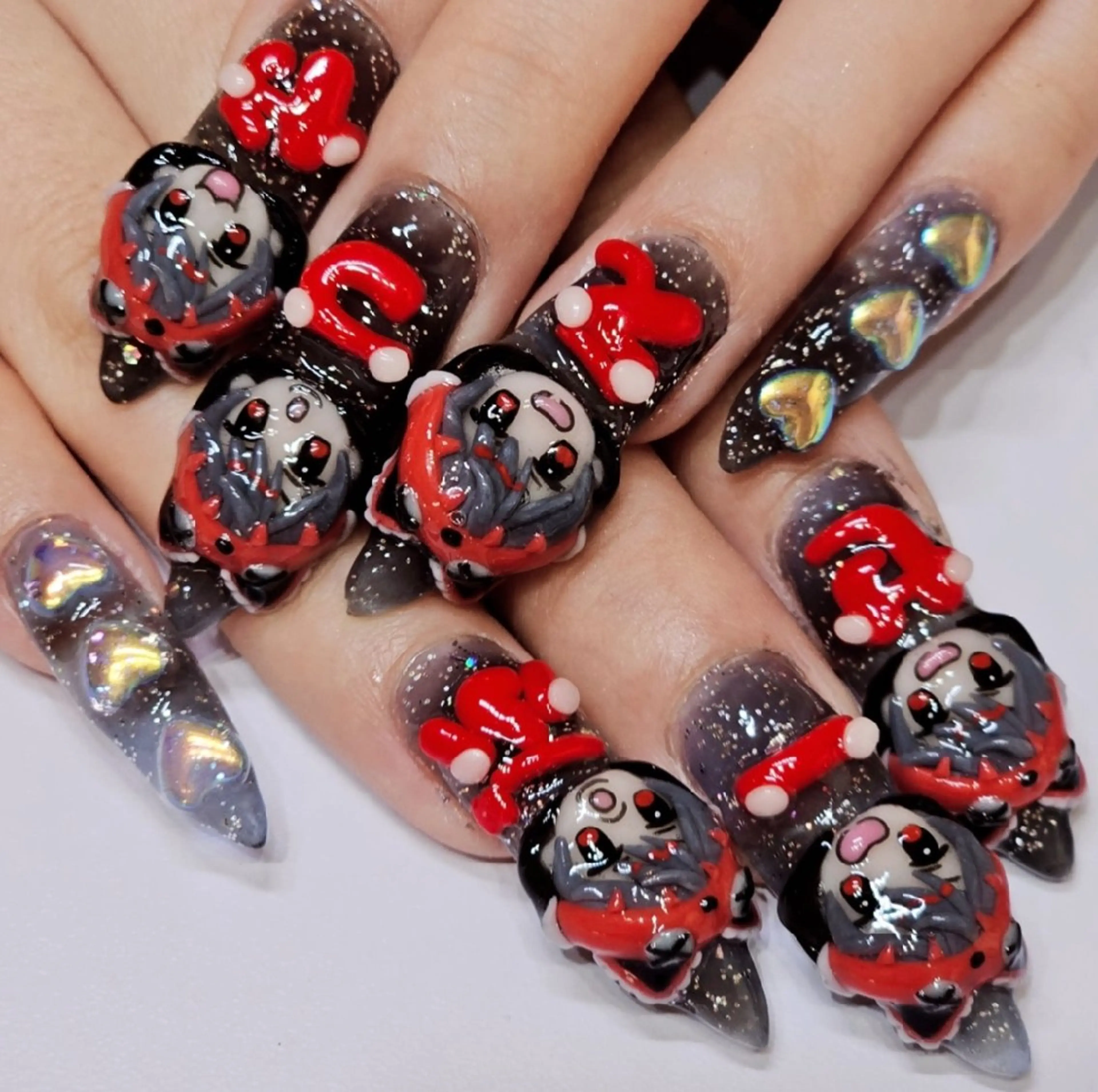 ネイル アートネイル ラメ(グリッター) ネイビー ハンドネイル よしだ ひろきのネイルデザイン