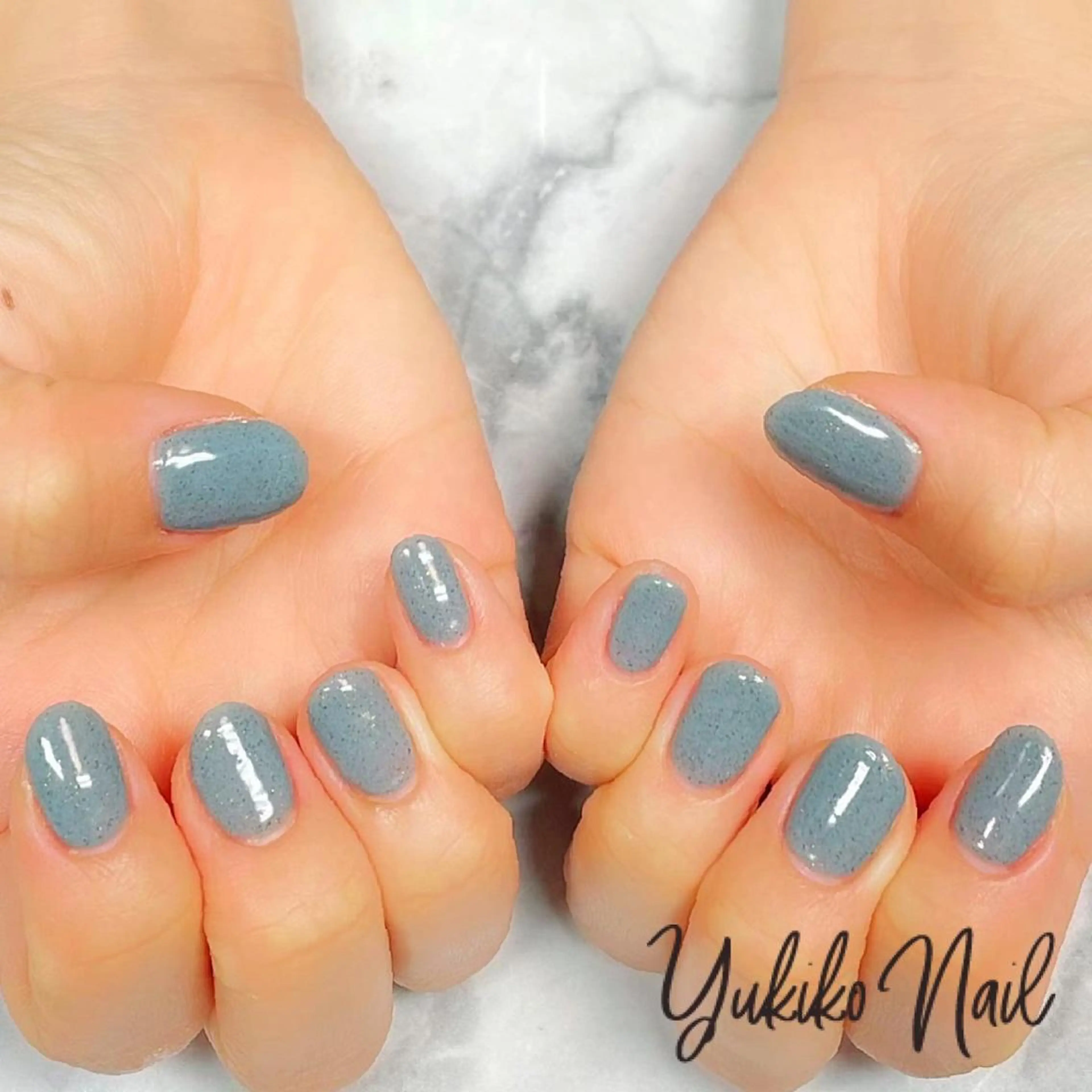 ネイル ブルー ジェルネイル ワンカラーネイル ハンドネイル ユキコ ネイルのネイルデザイン