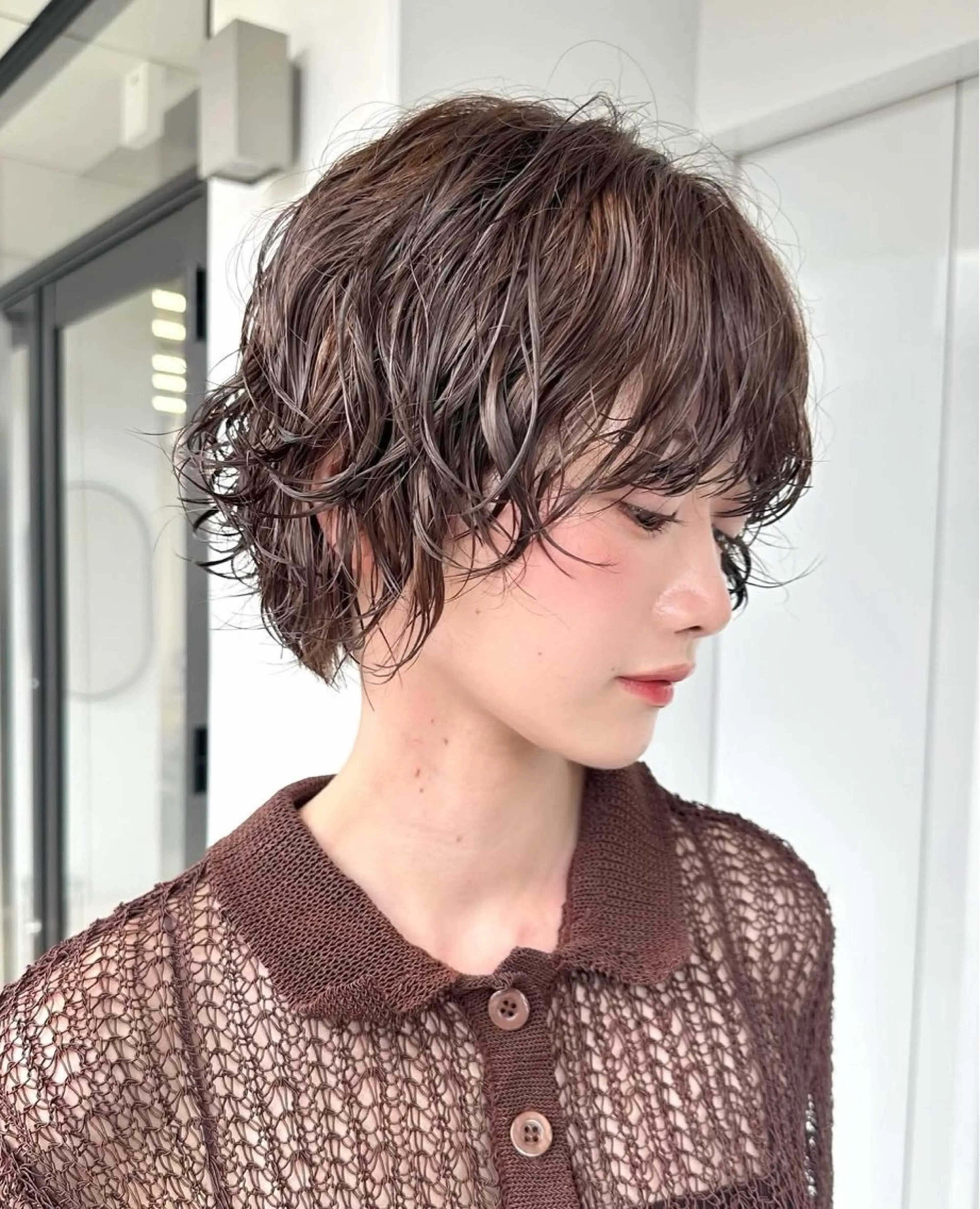 ショート パーマ カット パーマ トリートメント ヘッドスパ ヘアセット 小顔顔周り/ショート 吉田ジョウのヘアスタイル