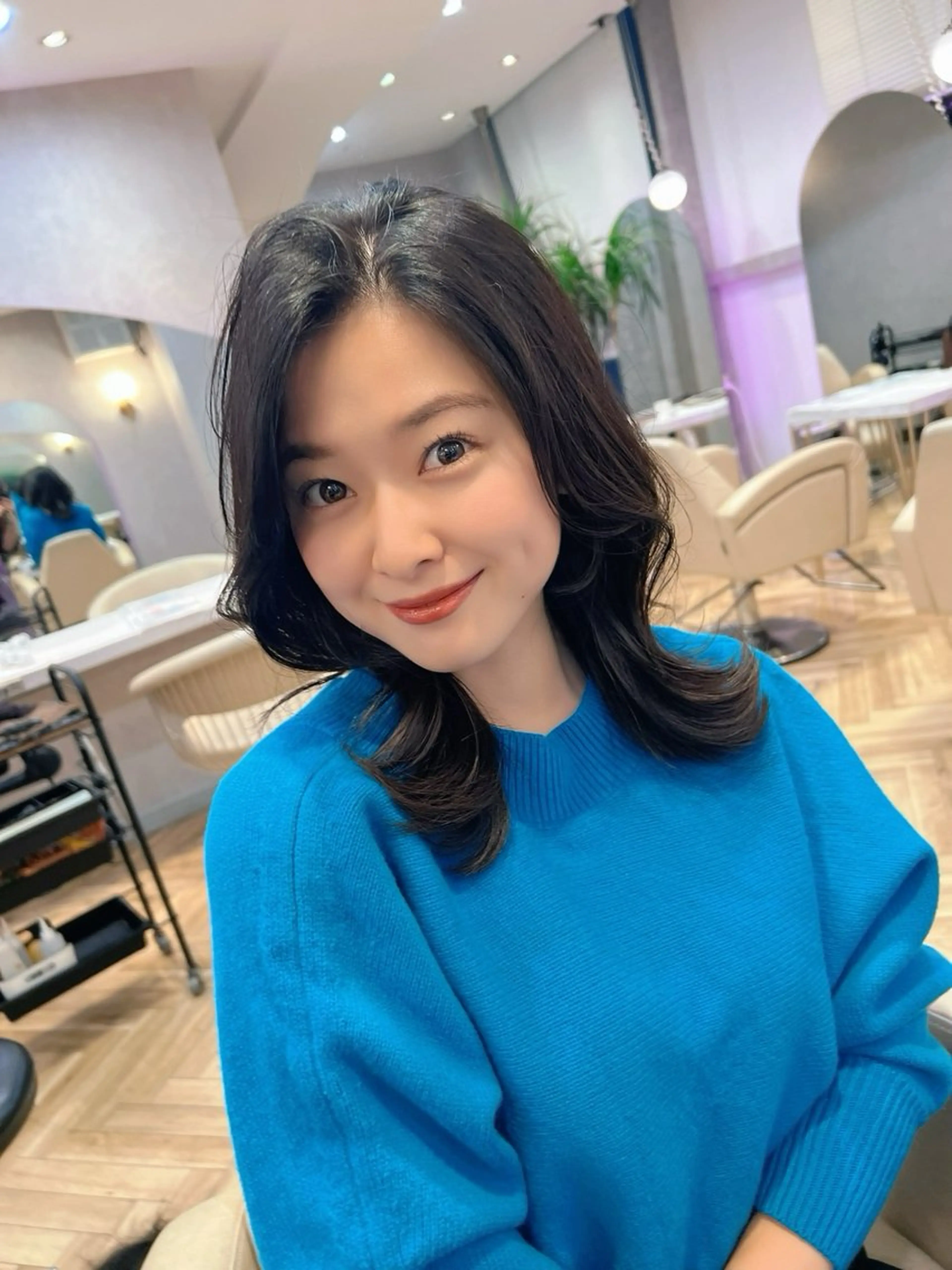 ロング カラー パーマ ヘアアレンジ くびれヘア 顔周りカット 韓国風ヘア レイヤーカット 小顔カット 平川 友理/韓国ヘア💘のヘアスタイル