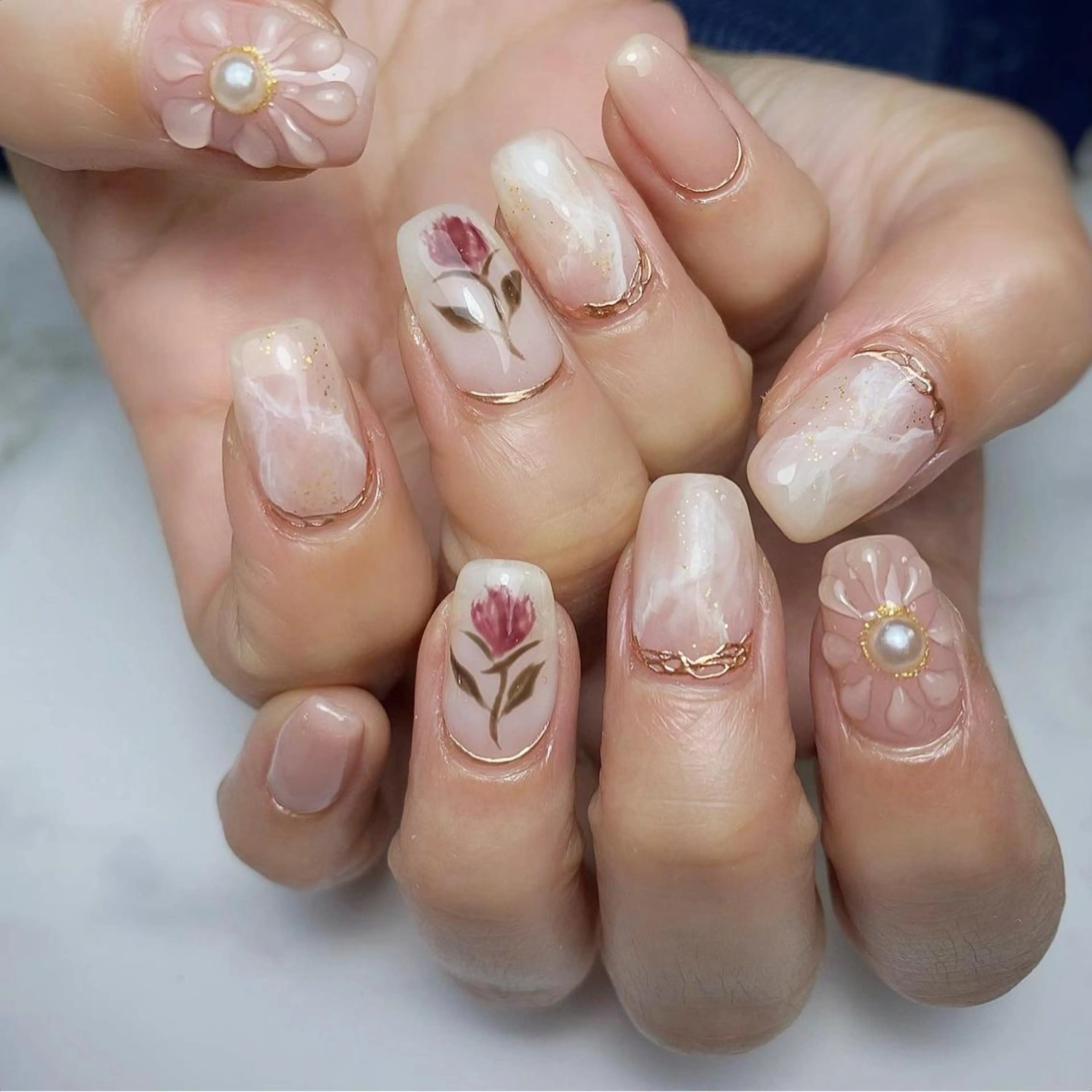 ネイル アートネイル フラワーネイル ニュアンスネイル ハンドネイル Nail ameria megu所属・ameria meguのネイルデザイン