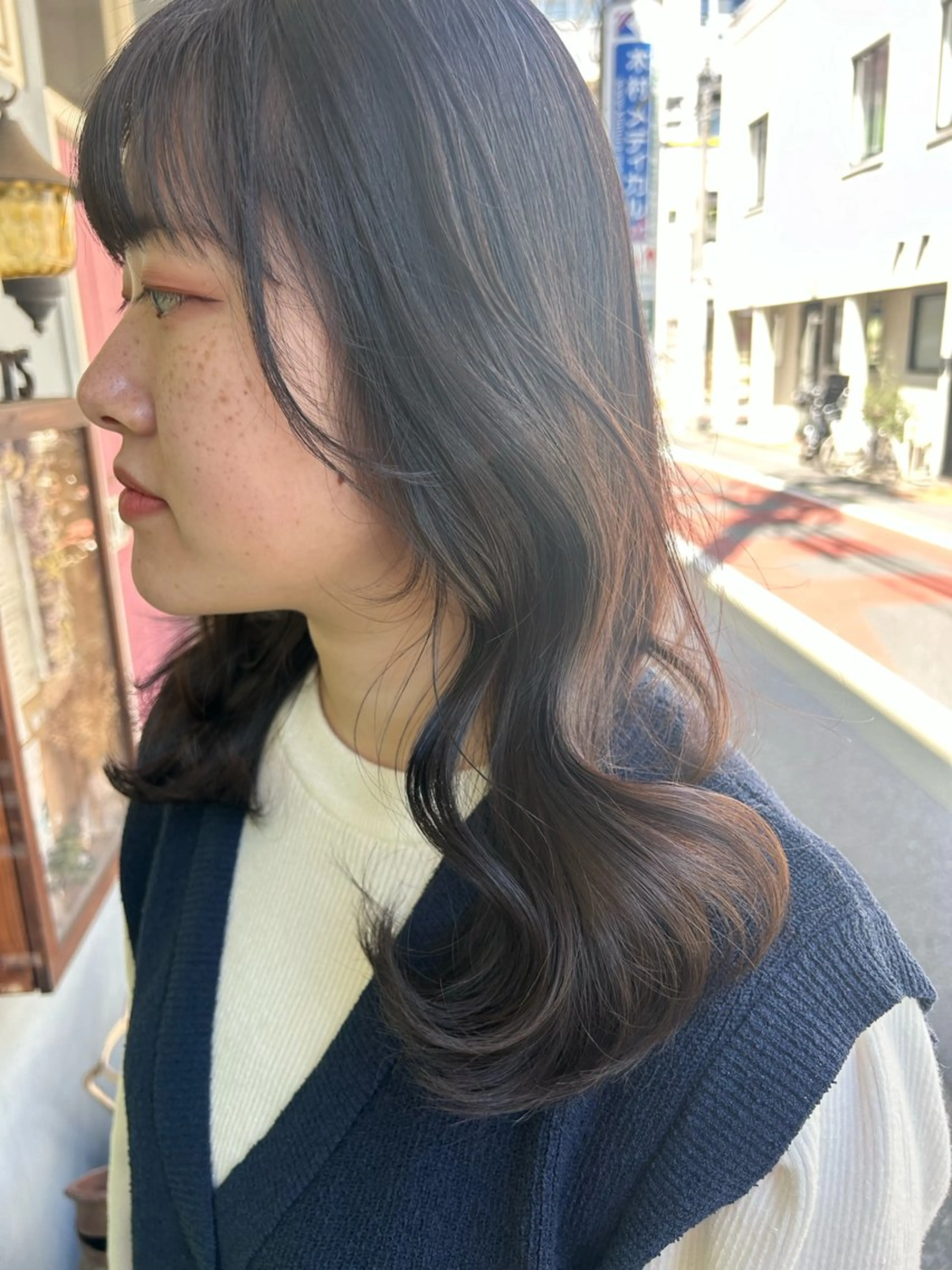 ミディアム カラー ヘアカラー 清水千優/パーマ/透 明感カラー/メンズのヘアスタイル