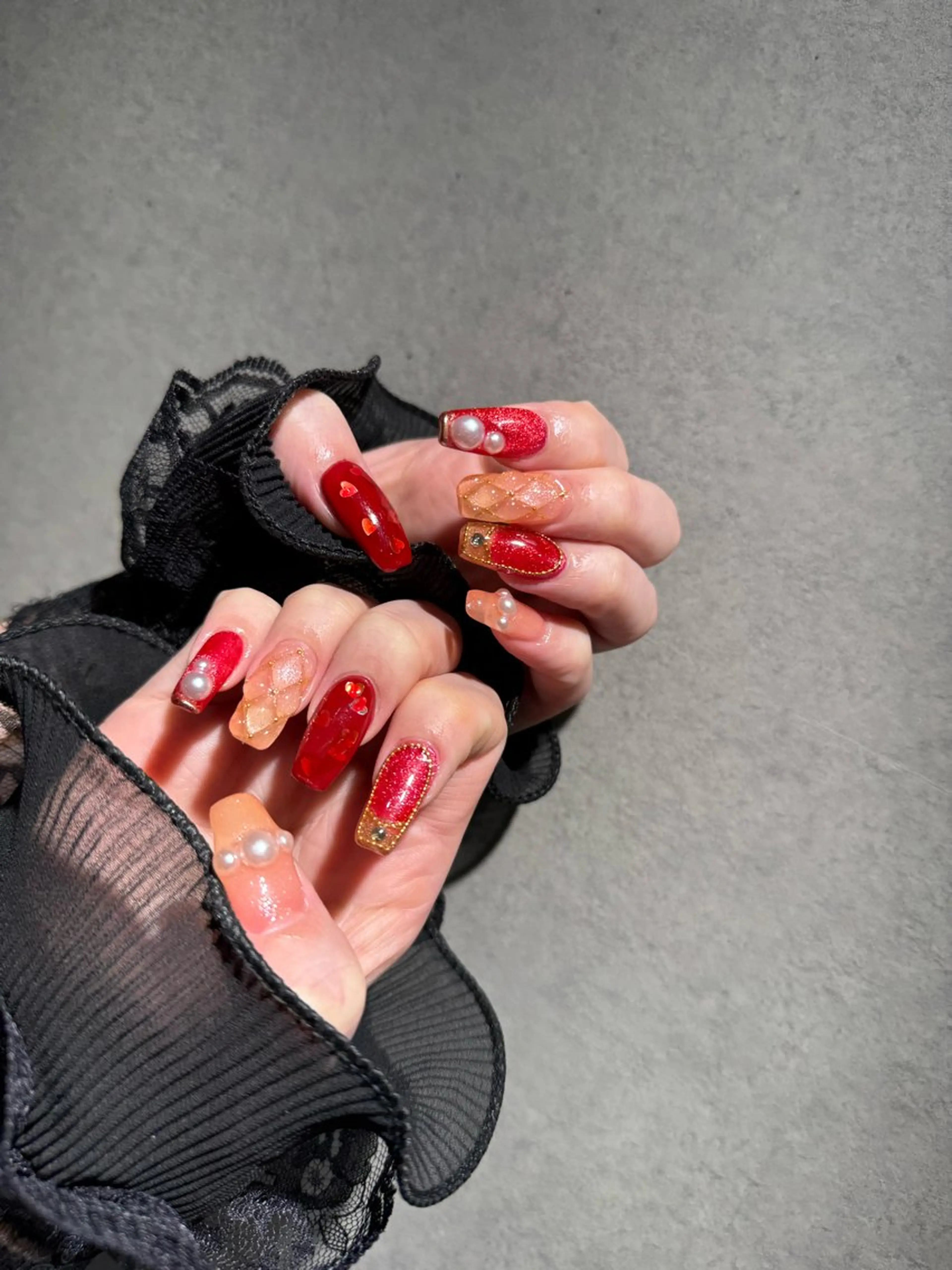 ネイル I-nailロング /ワンホン/キラキラのネイルデザイン