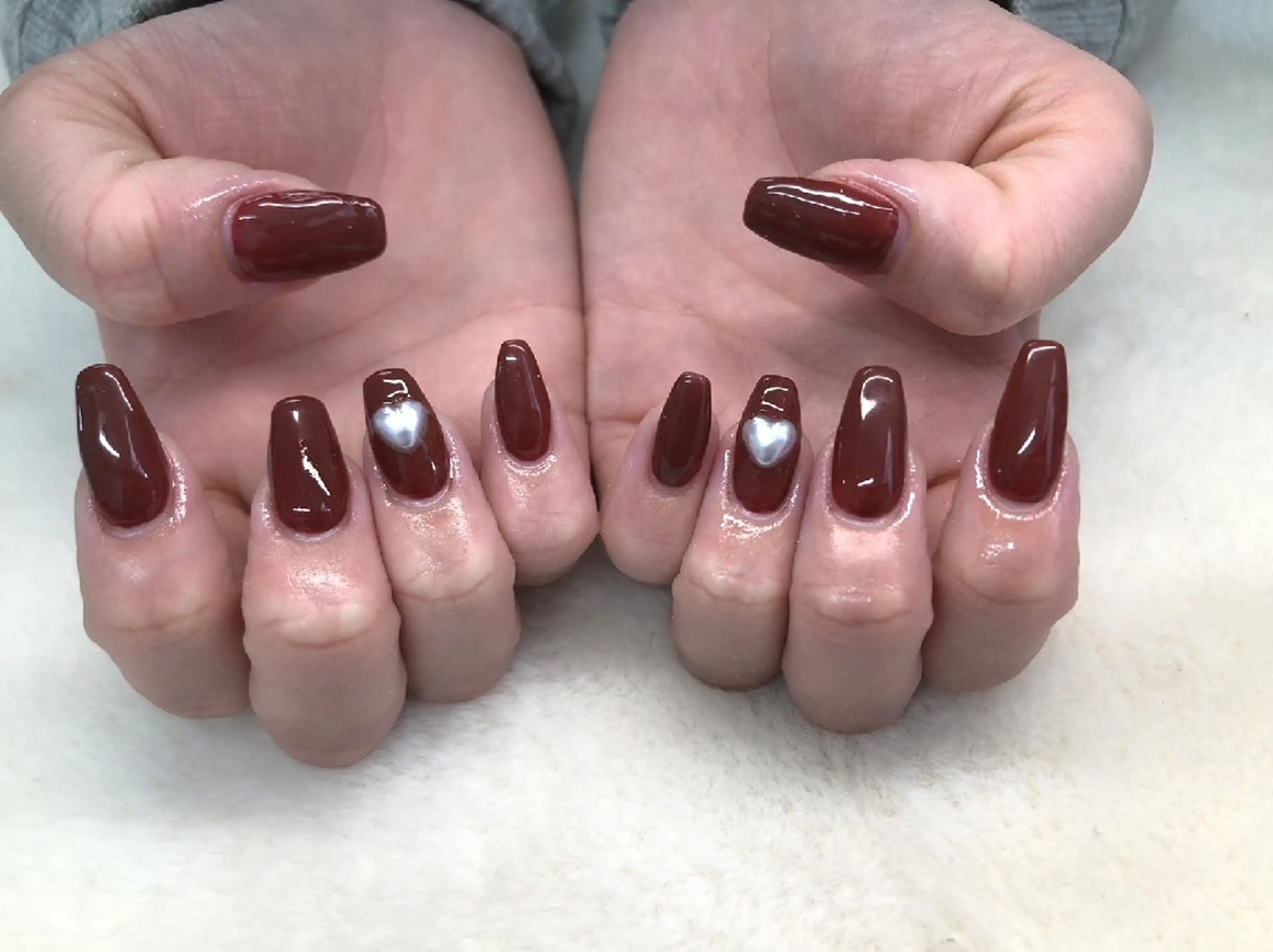 ネイル ボルドー ハート ハンドネイル ハンドケア 心斎橋Salon Epokkuのネイルデザイン