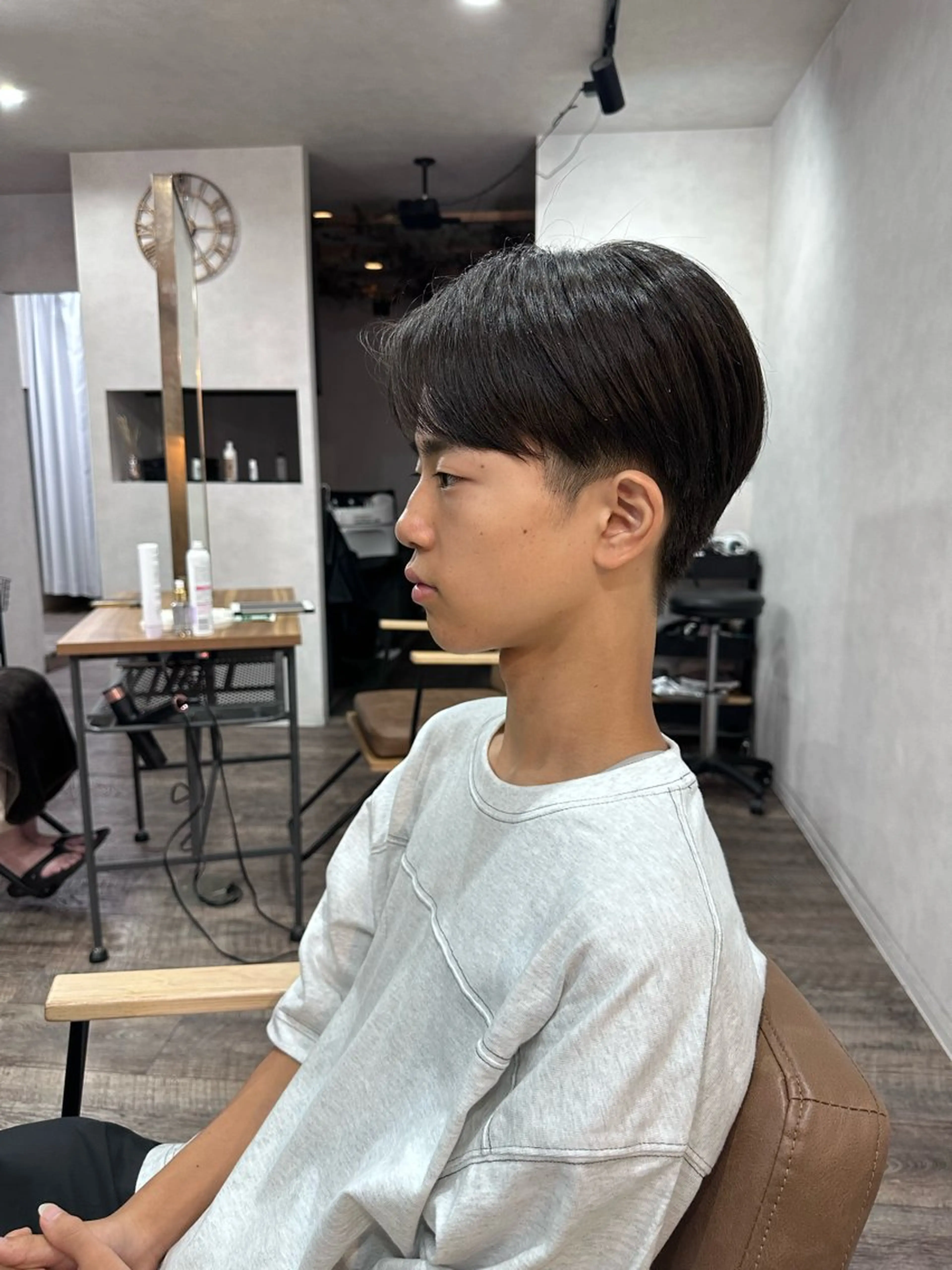 ショート メンズ センターパート t.hair垂門真吾 曲がる縮毛矯正/ボブのヘアスタイル