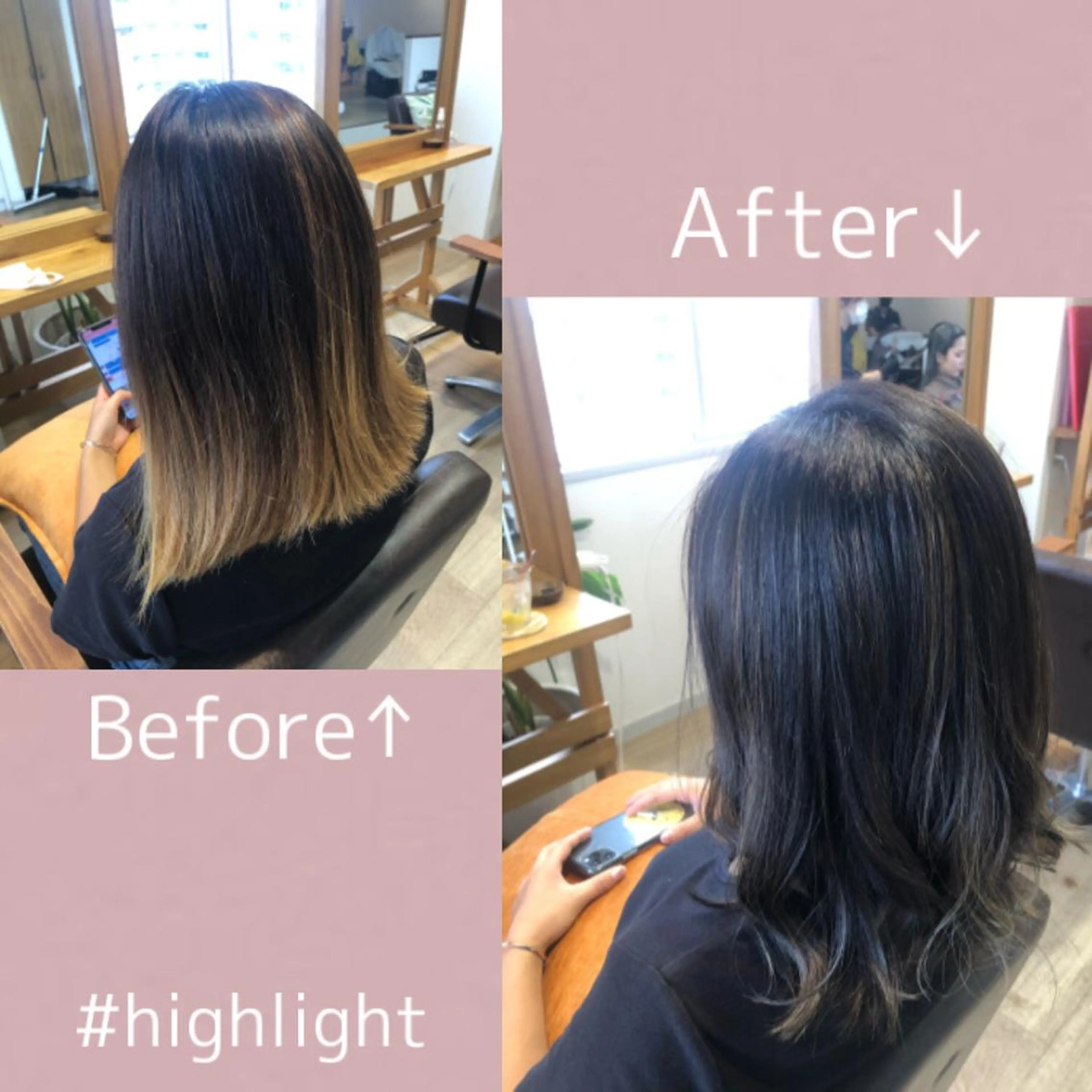 セミロング カラー ヘアアレンジ ハイライトカラー ハイライト なつき/艶ピンク/ girly hairのヘアスタイル