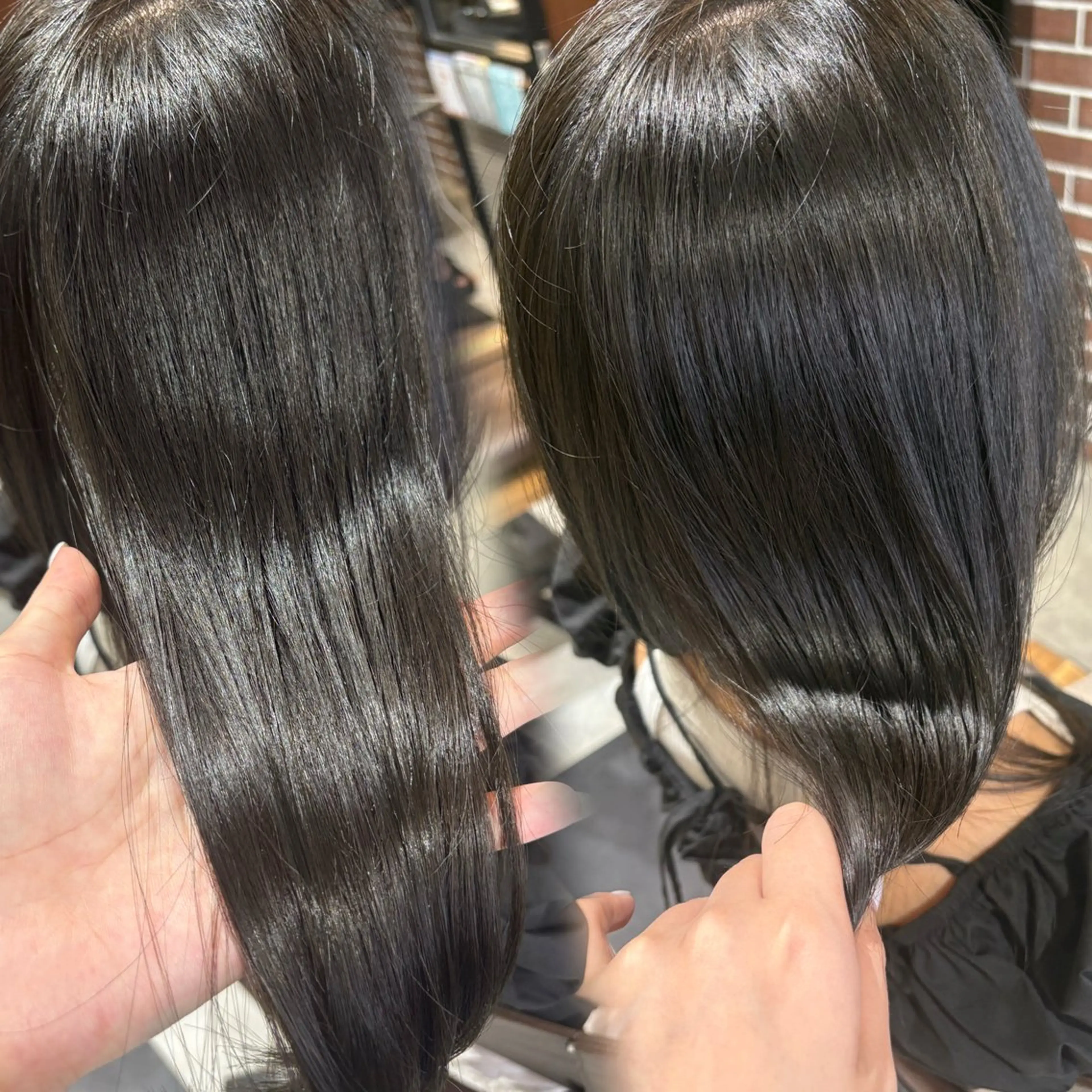 ミディアム カラー イルミナカラー オリーブグレー カット ヘアカラー 海外レイヤー/赤み 消しカラー/上原聖奈のヘアスタイル