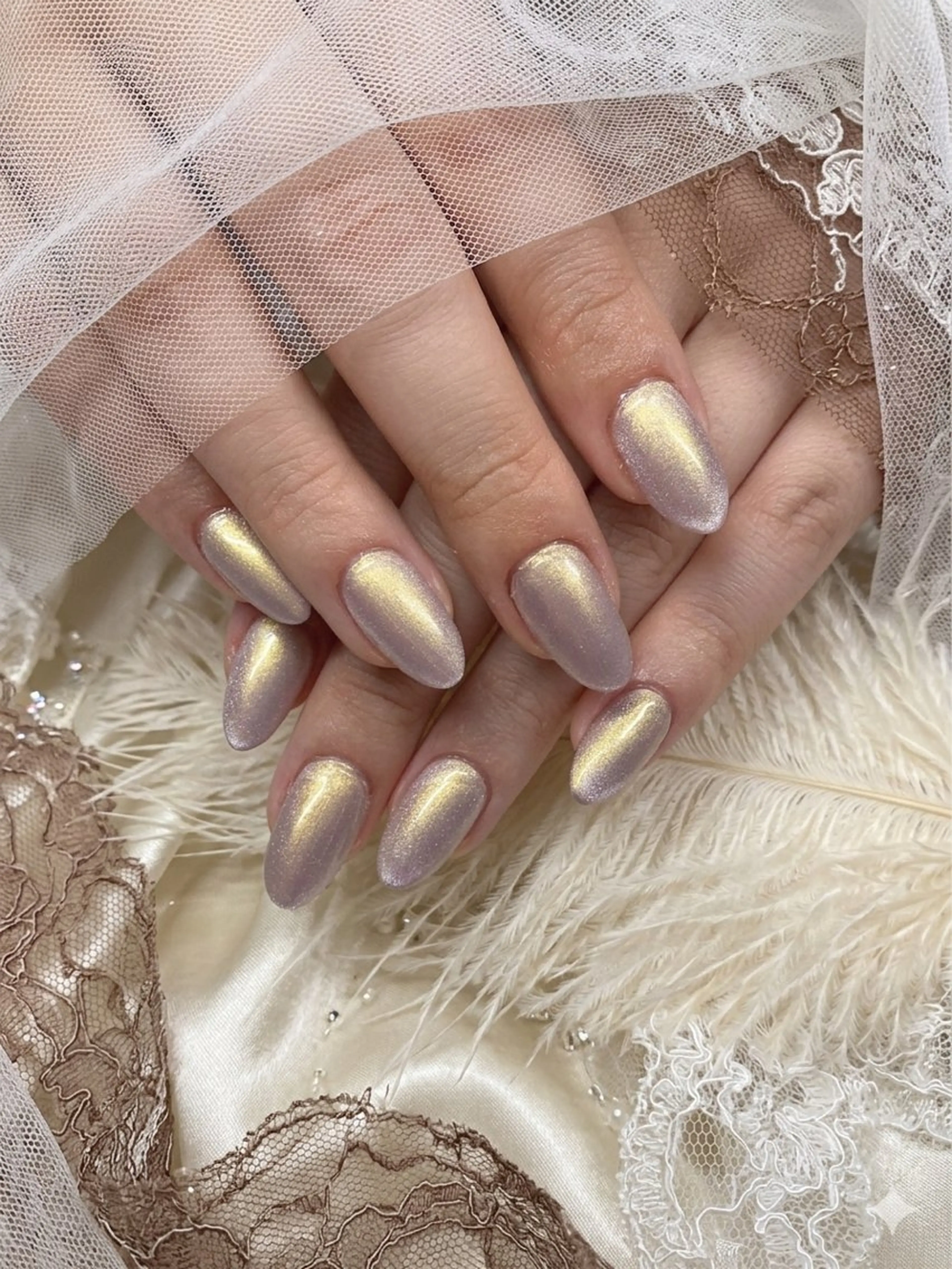 ネイル ゴールド ラメ(グリッター) マグネットネイル ハンドネイル TUNEHA堂 (チュネハドウ)のネイルデザイン