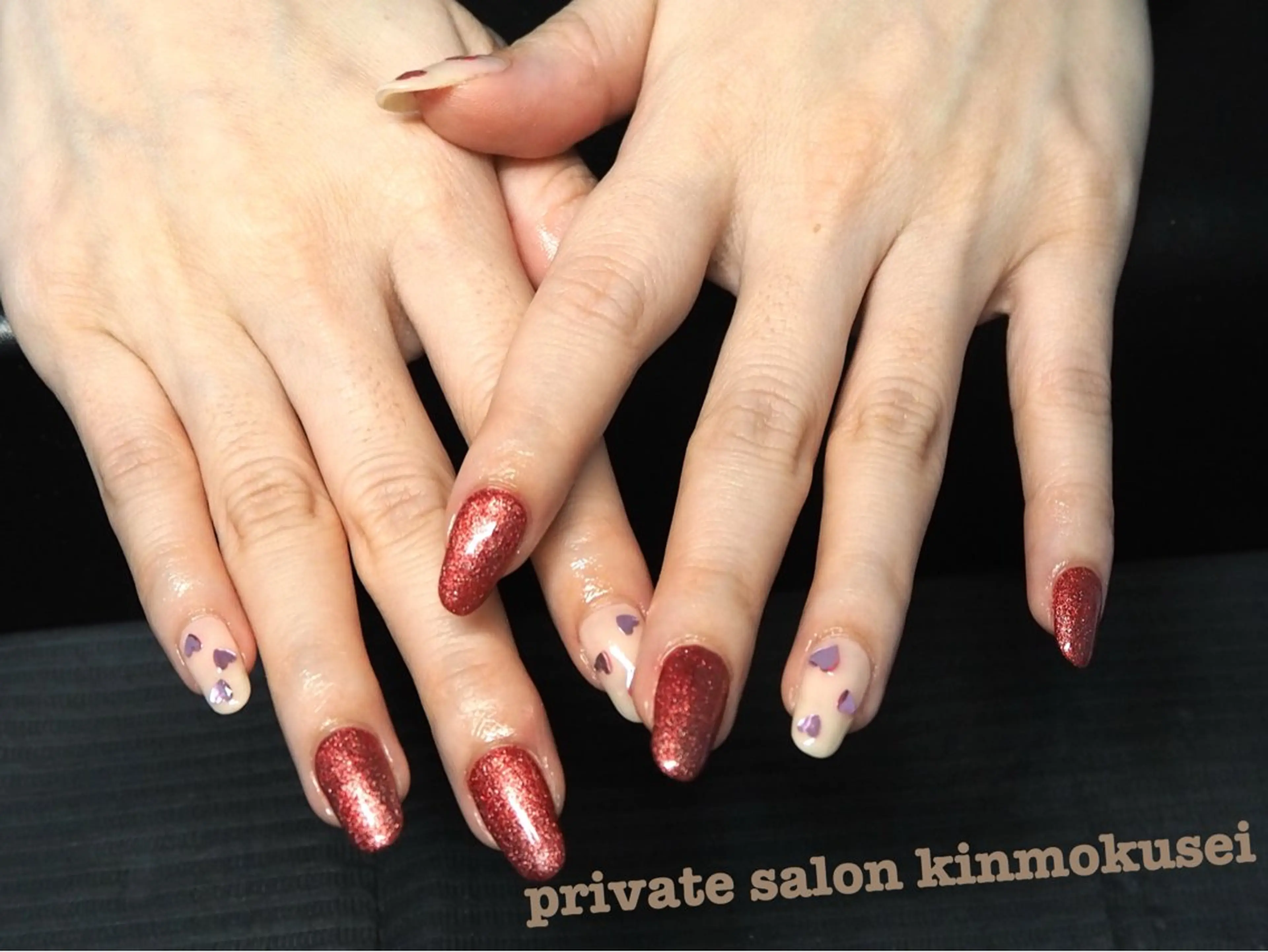 ネイル ハート マグネットネイル nail salon kinmokuseiのネイルデザイン