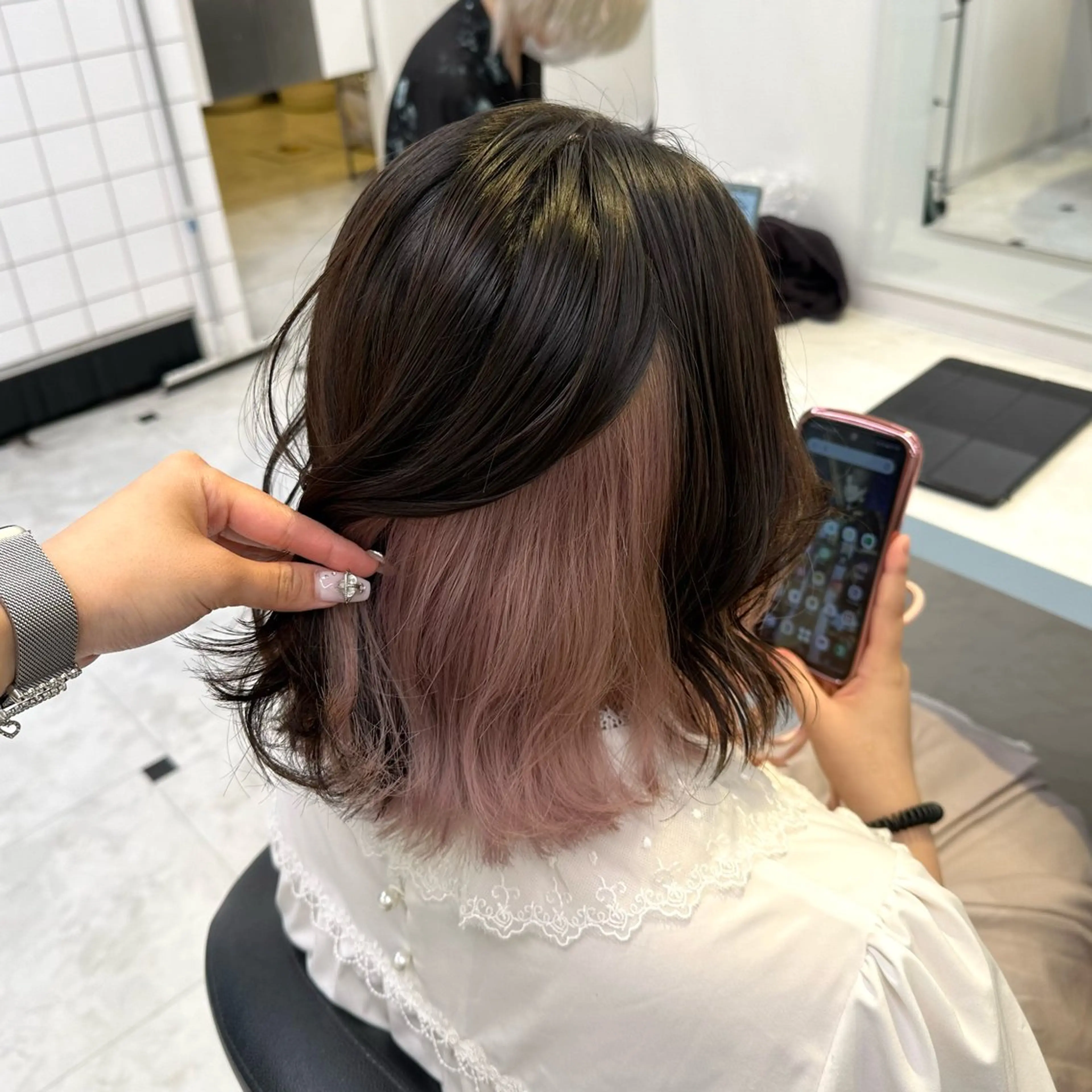 セミロング カラー ヘアカラー トリートメント ヘッドスパ ヘアセット 暖色🩷透明感カラー ♡Maika♡のヘアスタイル