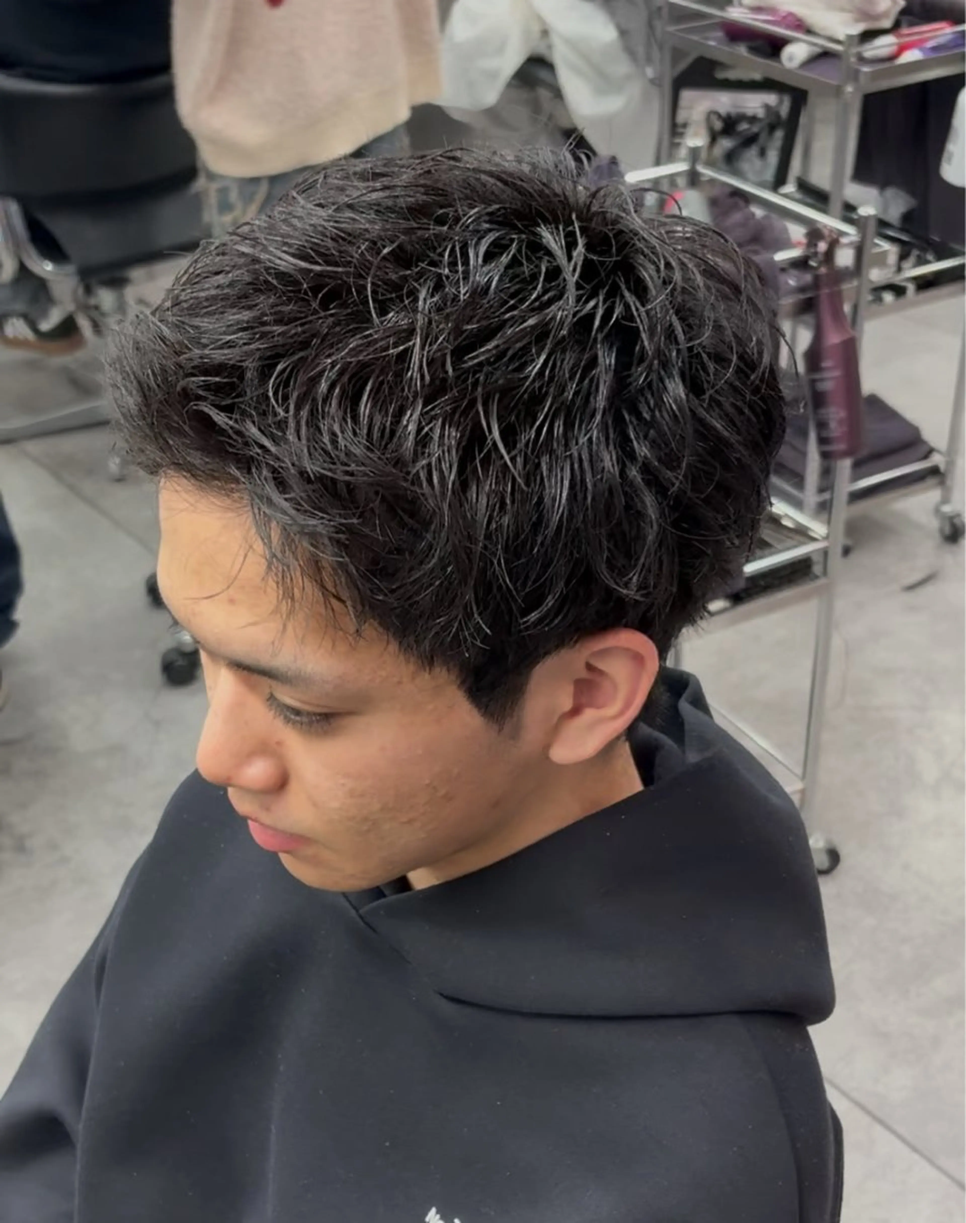 ショート カラー パーマ メンズ カット ヘアセット メンズパーマ特化 🔥韓国ヘア職人🔥のヘアスタイル