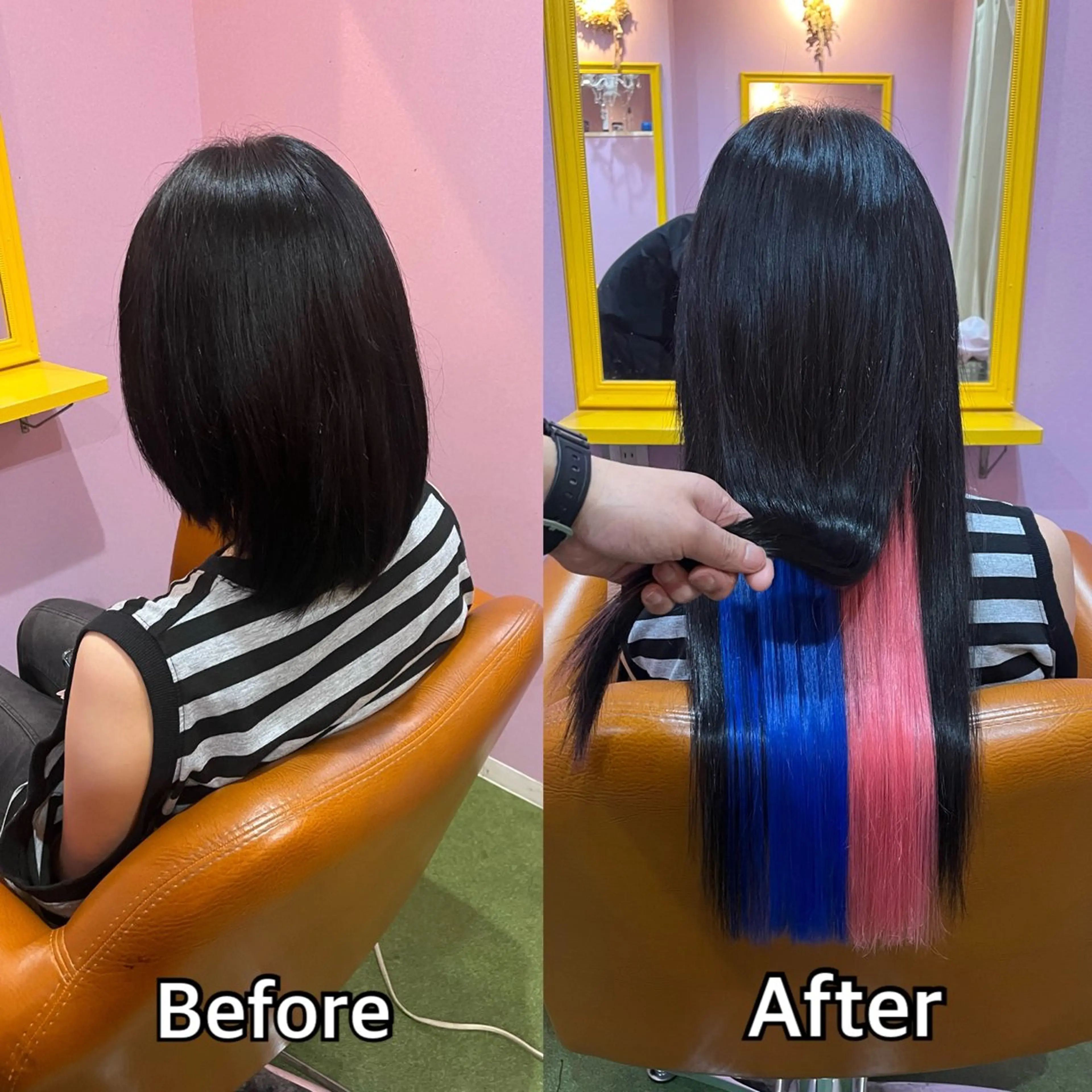 ロング エクステ シール＋ちび編み込み エクステ梅田🐨のヘアスタイル