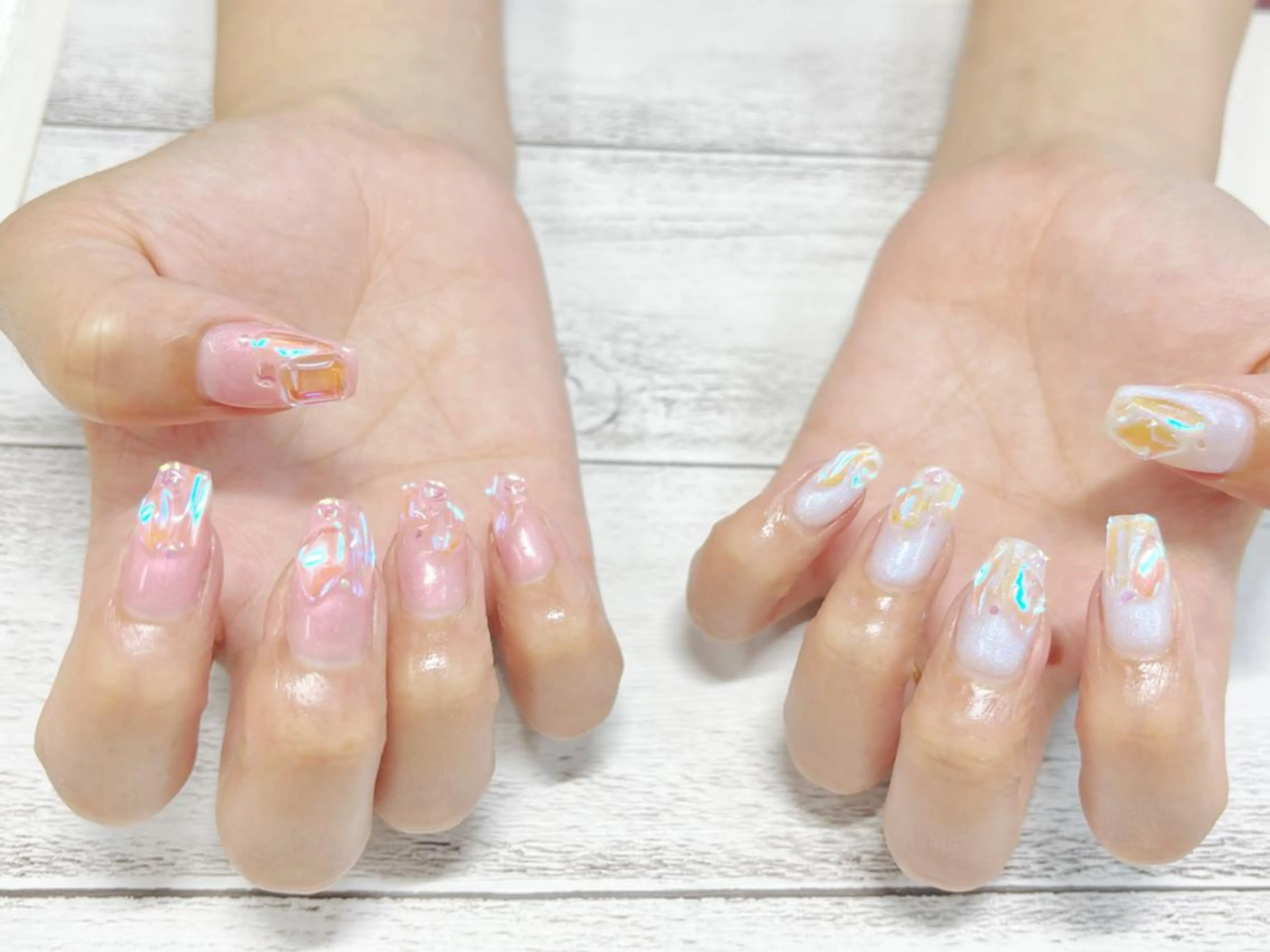 ネイル 長さ出し ジェルネイル 持ち込み パラジェル 春ネイル ハンドネイル リラネイル ギョウのネイルデザイン