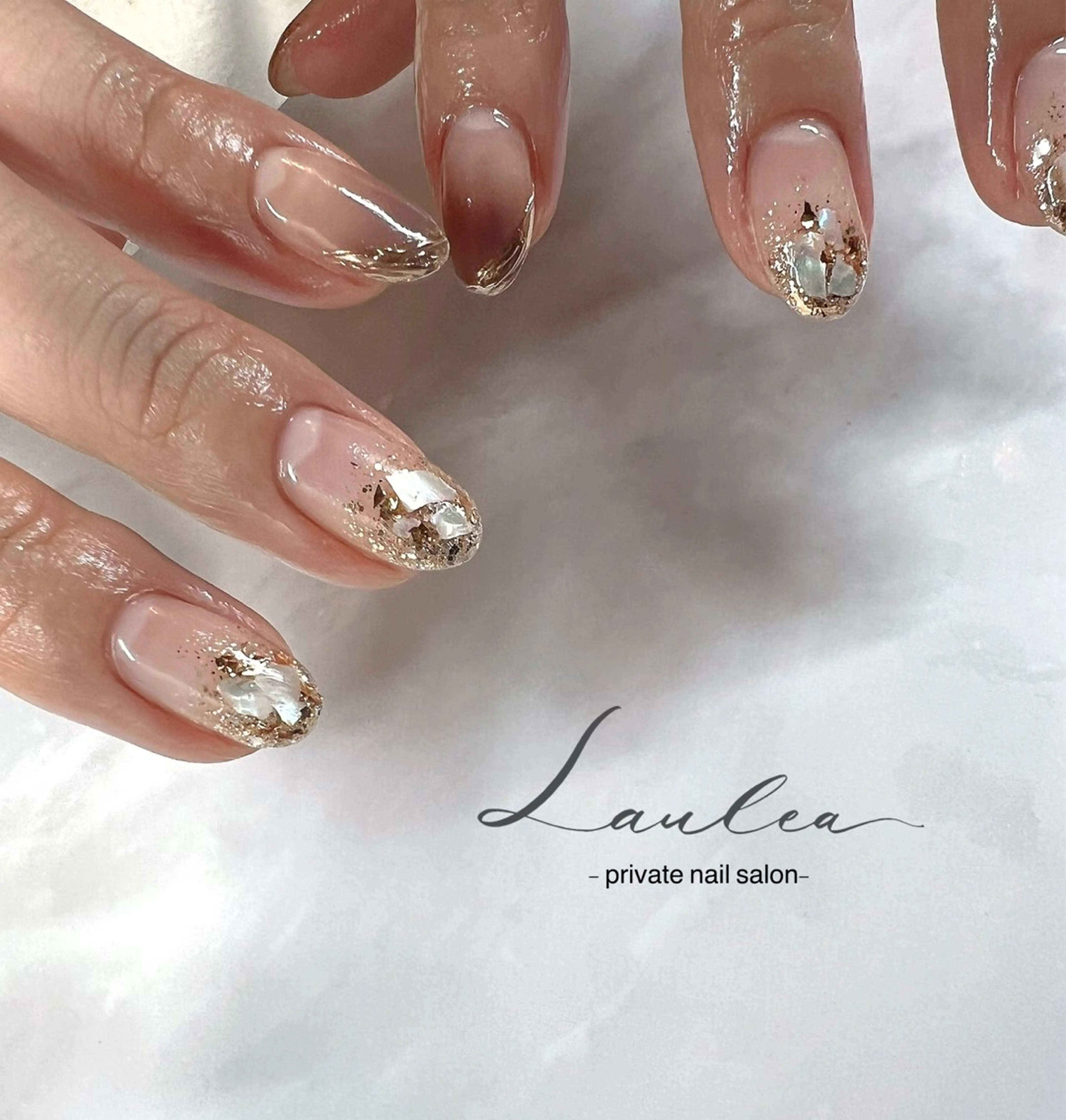 ネイル フットネイル ジェルネイル ハート 韓国ネイル ミラーネイル ハンドネイル nail salon Lauleaのネイルデザイン