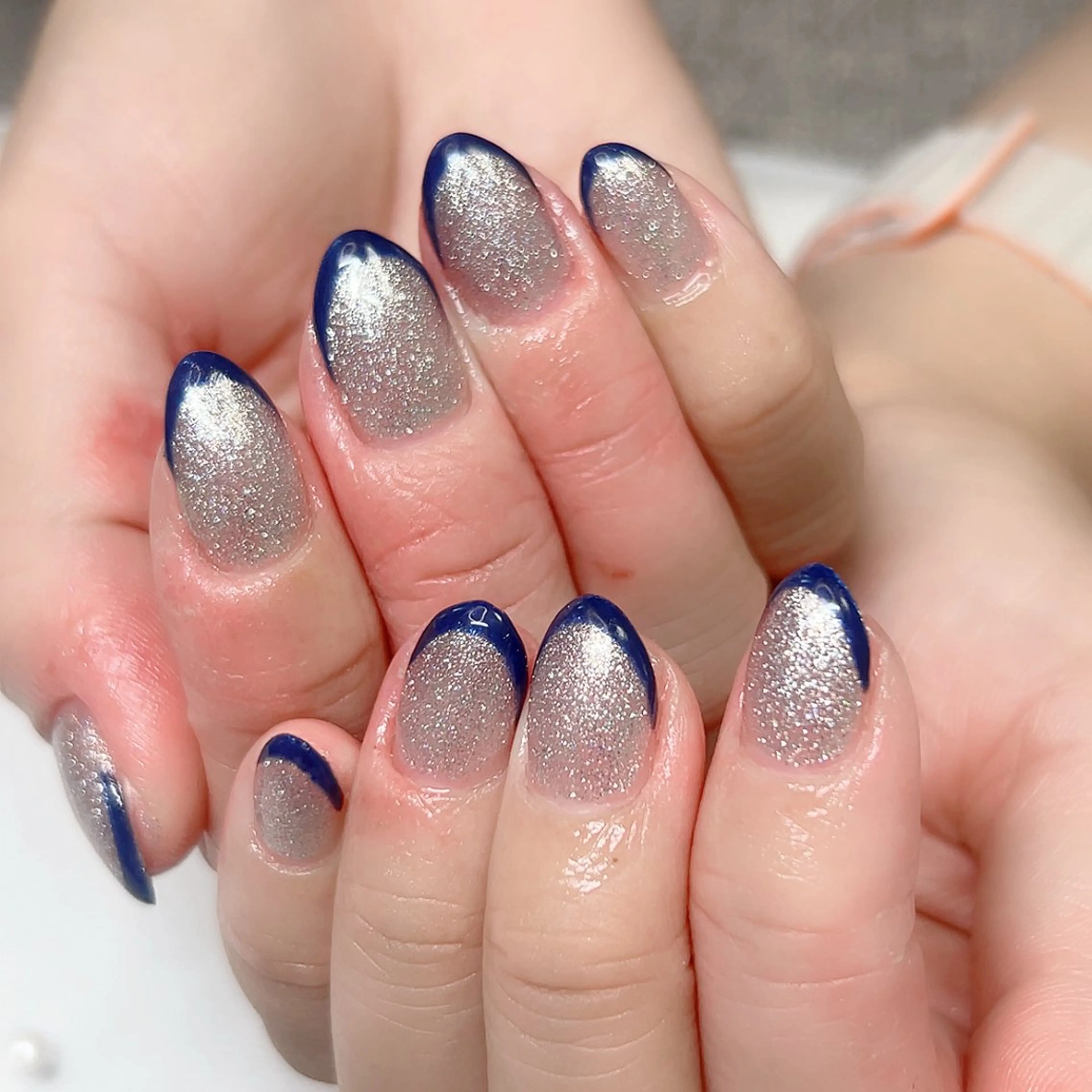 ネイル フレンチネイル キラキラネイル 夏ネイル Cute Tips nailのネイルデザイン