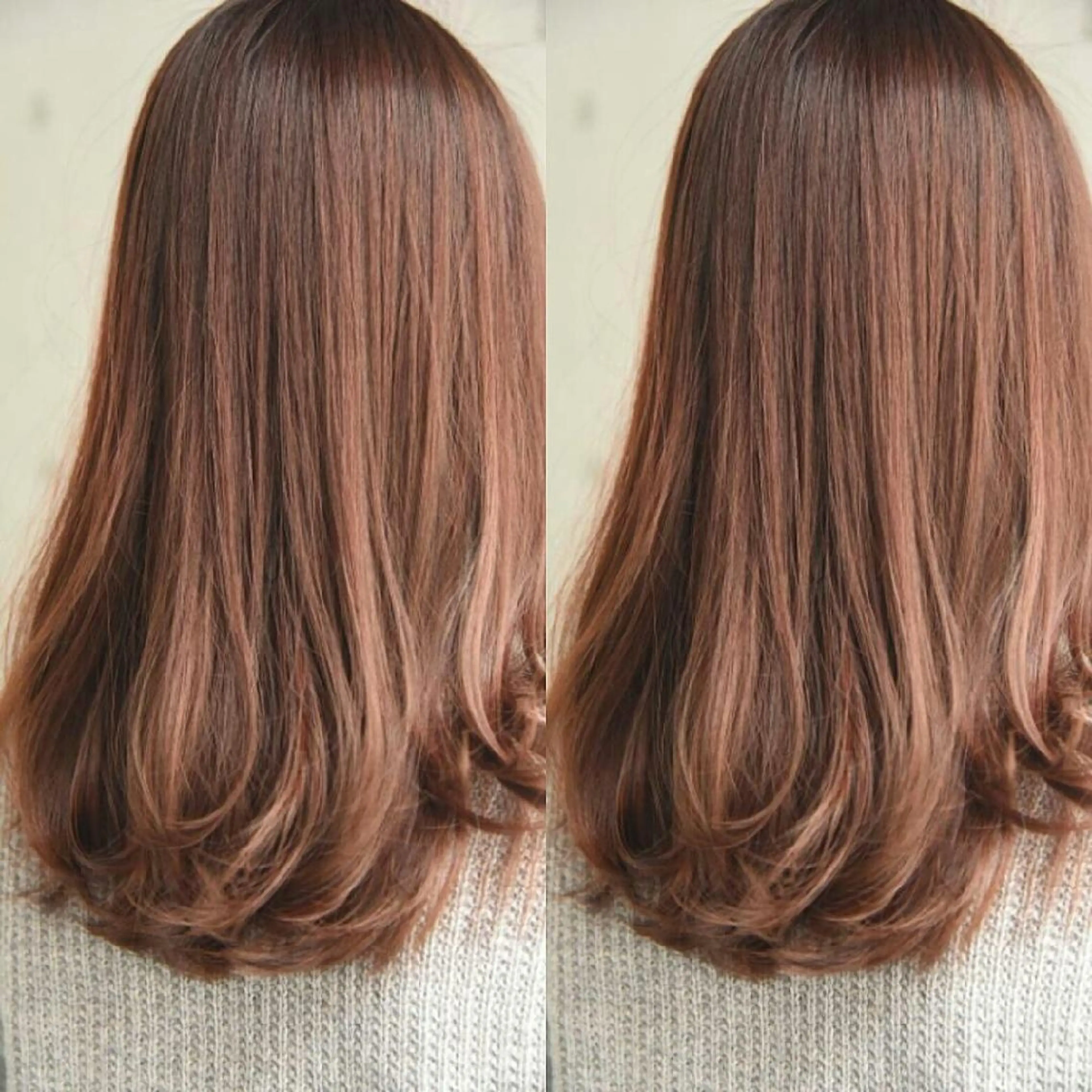 セミロング カラー パーマ ベージュカラー ハイライトカラー ピンクカラー ピンクベージュ ハイライト AKAMEE 表参道所属・✨360°褒められ ヘア✨️井上雄輝のヘアスタイル