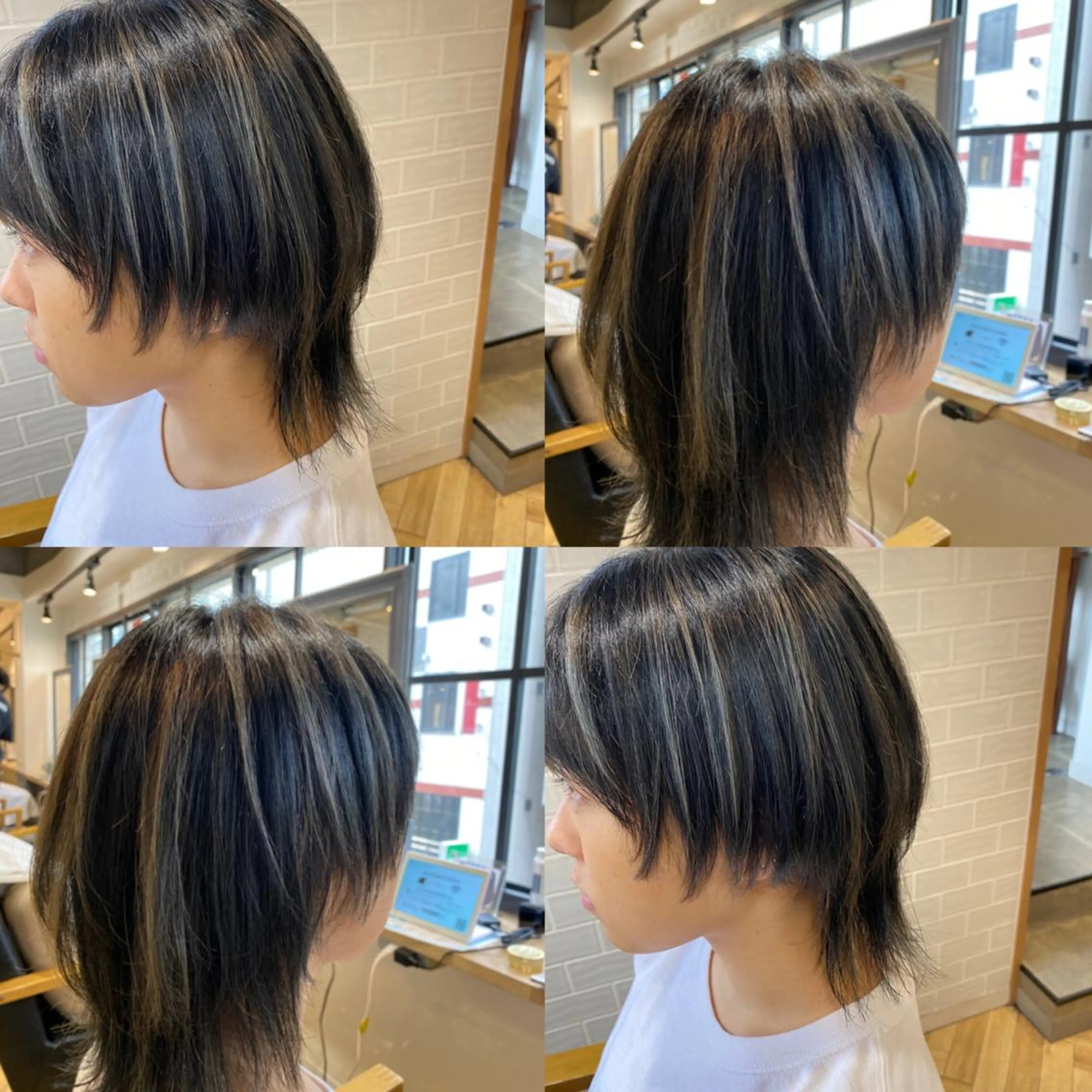 ミディアム カラー ハイライトカラー ハイライト ウルフカット 艶カラー/韓国顔周り 🎀mamiのヘアスタイル