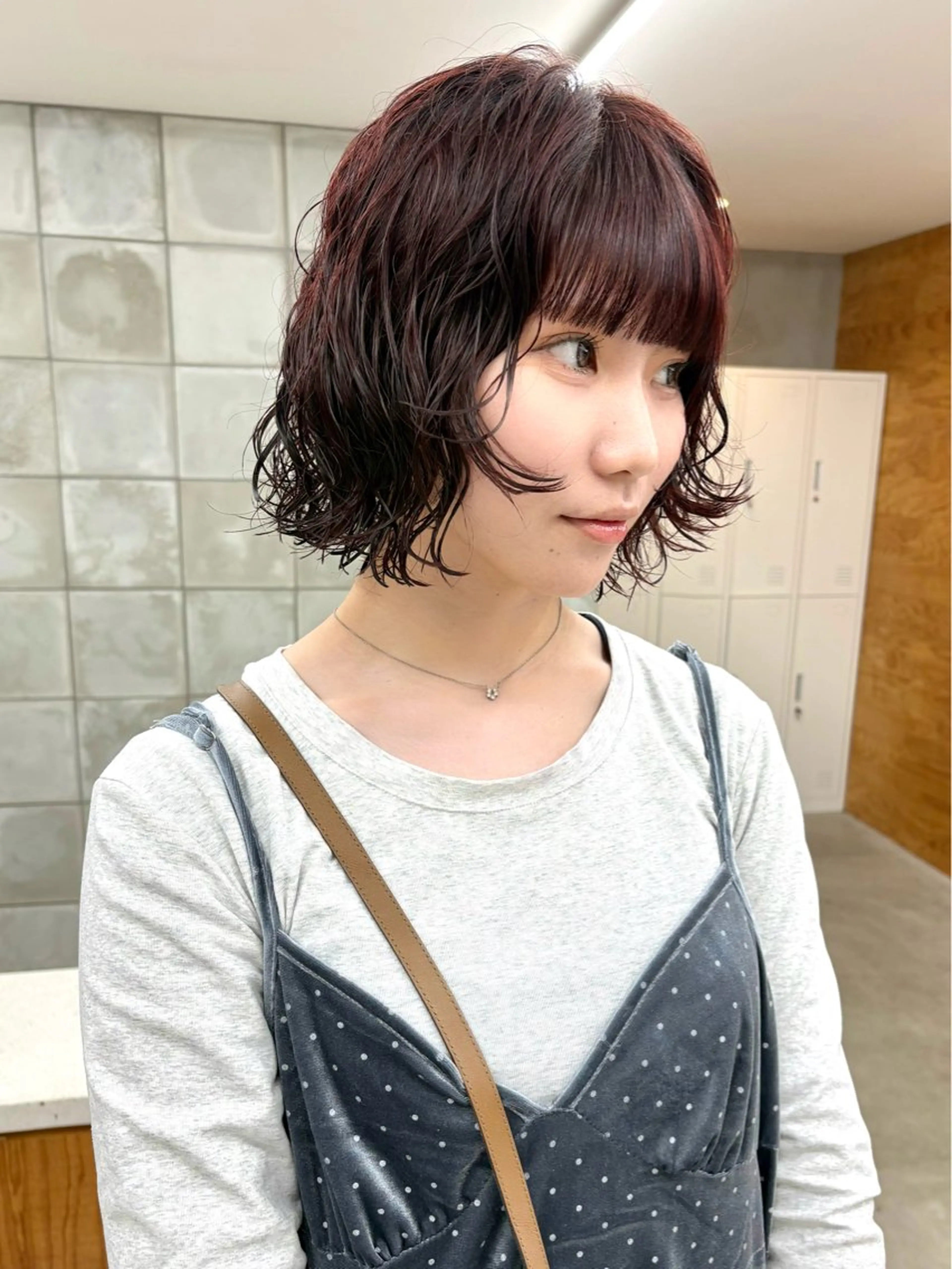 ミディアム カラー パーマ ミディアムパーマ ブリーチ ブリーチなしカラー レッドカラー ボブ カット パーマ トリートメント tetohair 森田浩平のヘアスタイル