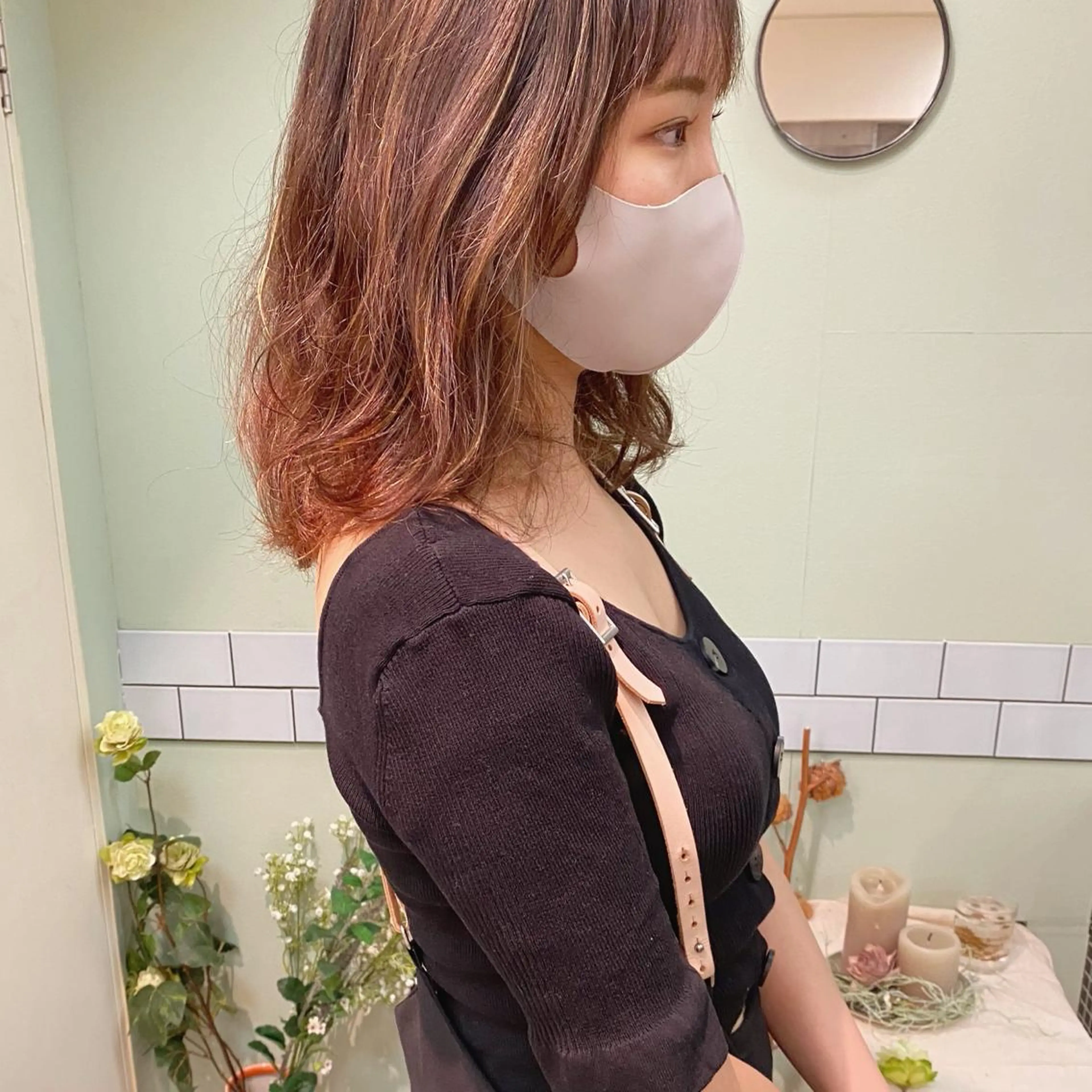 ミディアム カラー ミディアムパーマ ハイライトカラー ハイライト カット パーマ トリートメント 髪質改善ｶﾗｰ ｹｱﾌﾞﾘｰﾁ/ﾀﾑのヘアスタイル