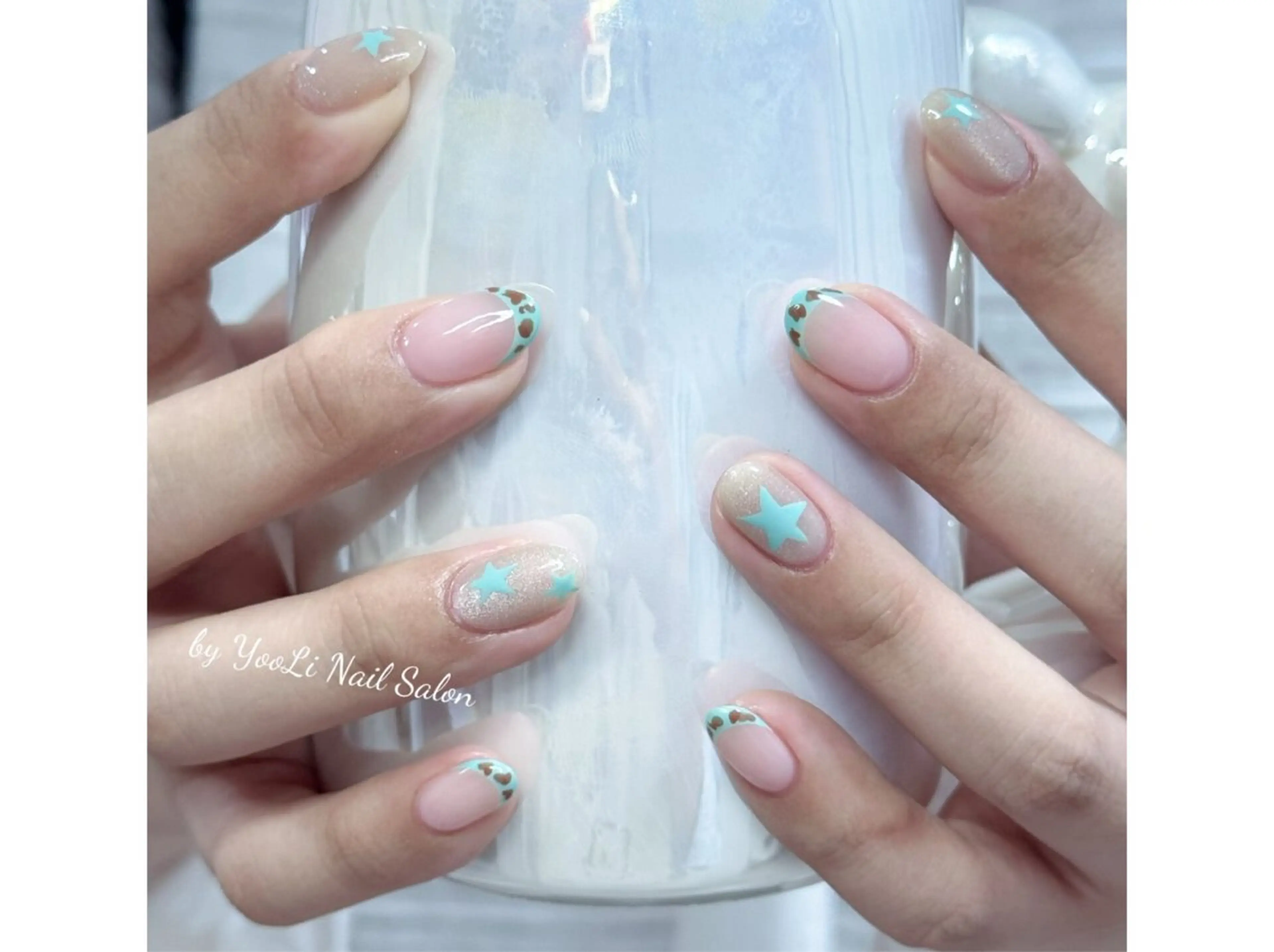 ネイル アートネイル オーロラネイル チークネイル フレンチネイル ガラスフレンチ 🎀🎀YooLi Nail Salonのネイルデザイン