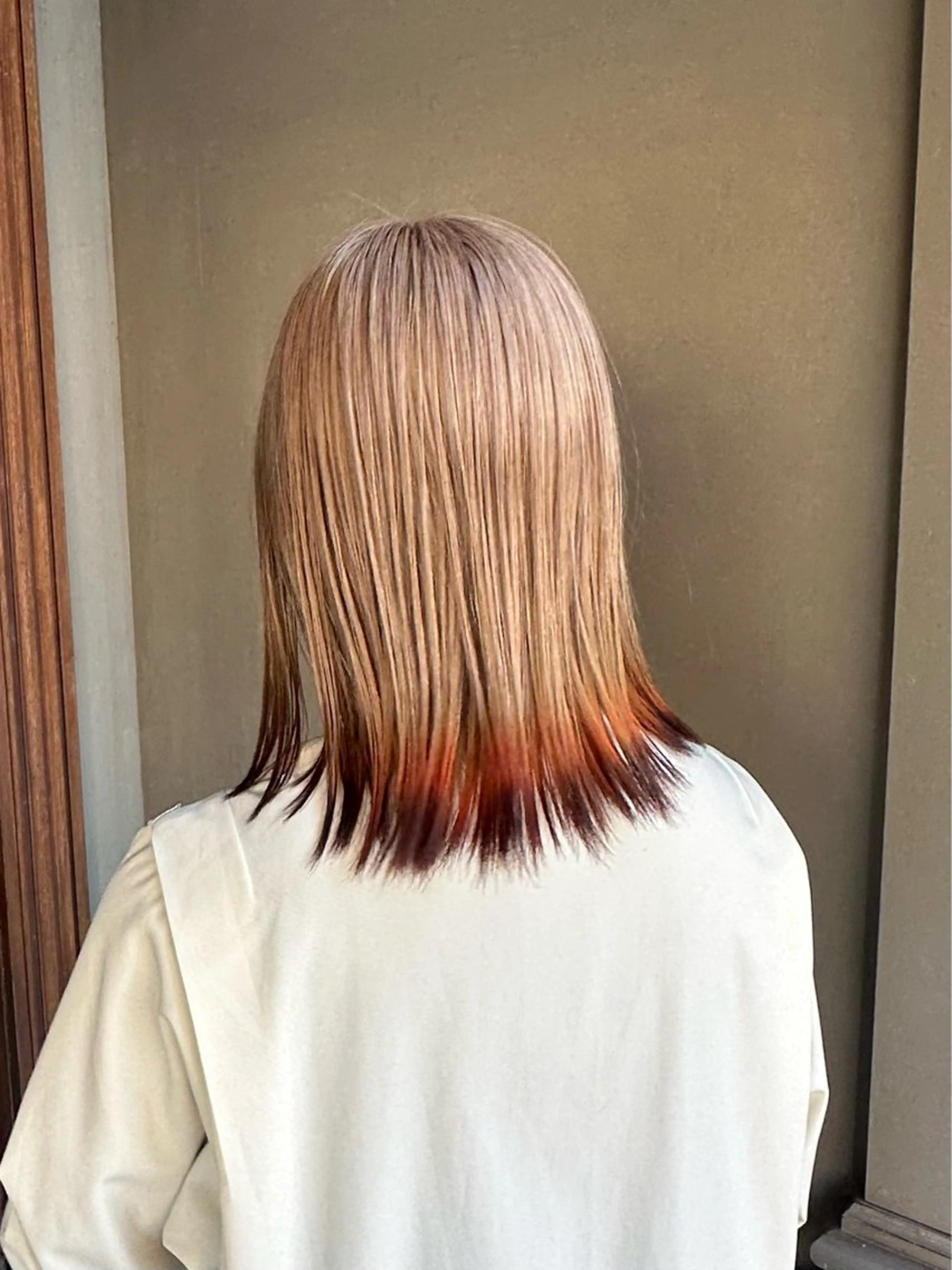 ミディアム カラー ダブルカラー 狐カラー REAL 心斎橋所属・ブリーチ/ベージュ /ピンク🦋ナツミのヘアスタイル