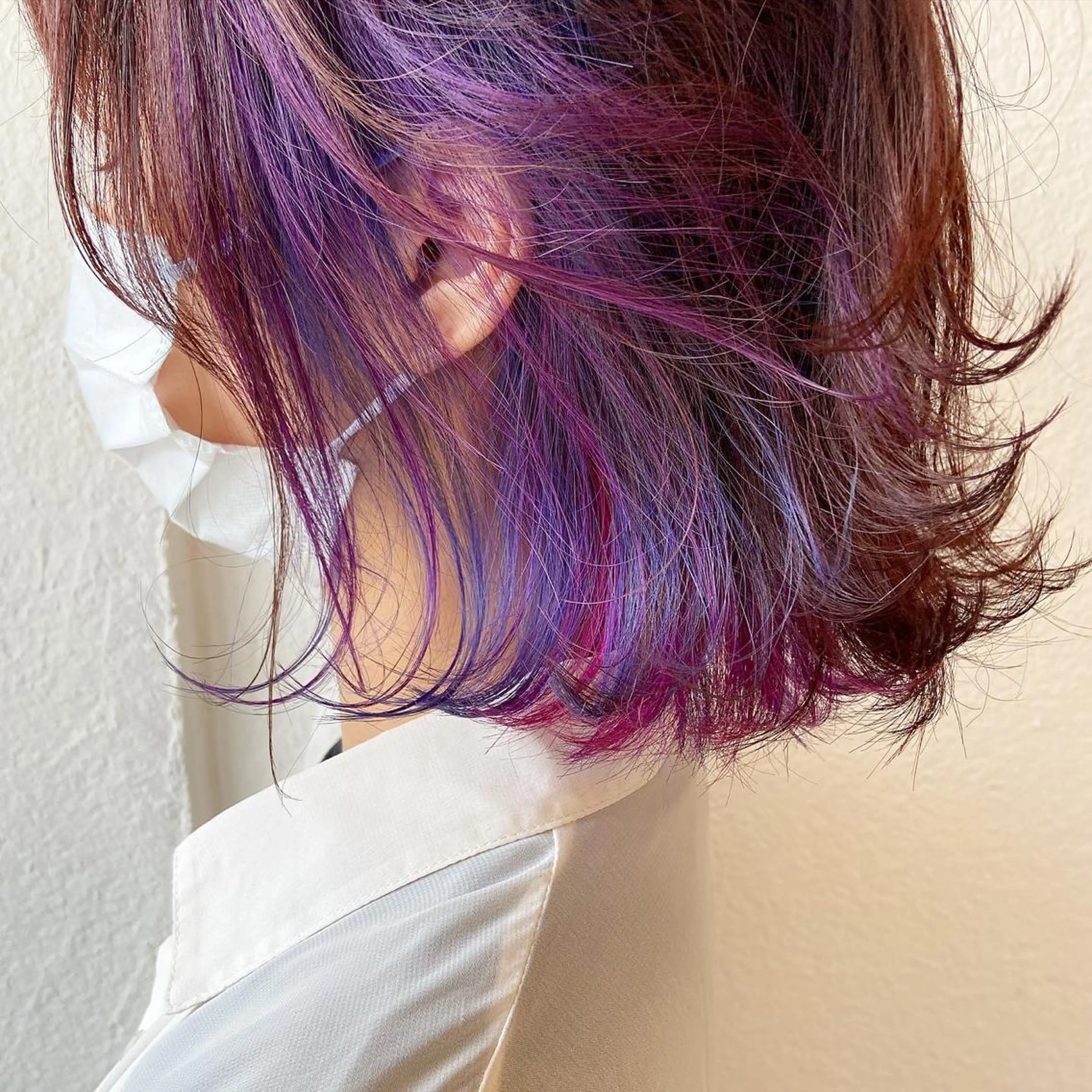 ミディアム カラー ブリーチ ピンクカラー パープルカラー ユニコーンカラー ヘアカラー 入江 志穂のヘアスタイル