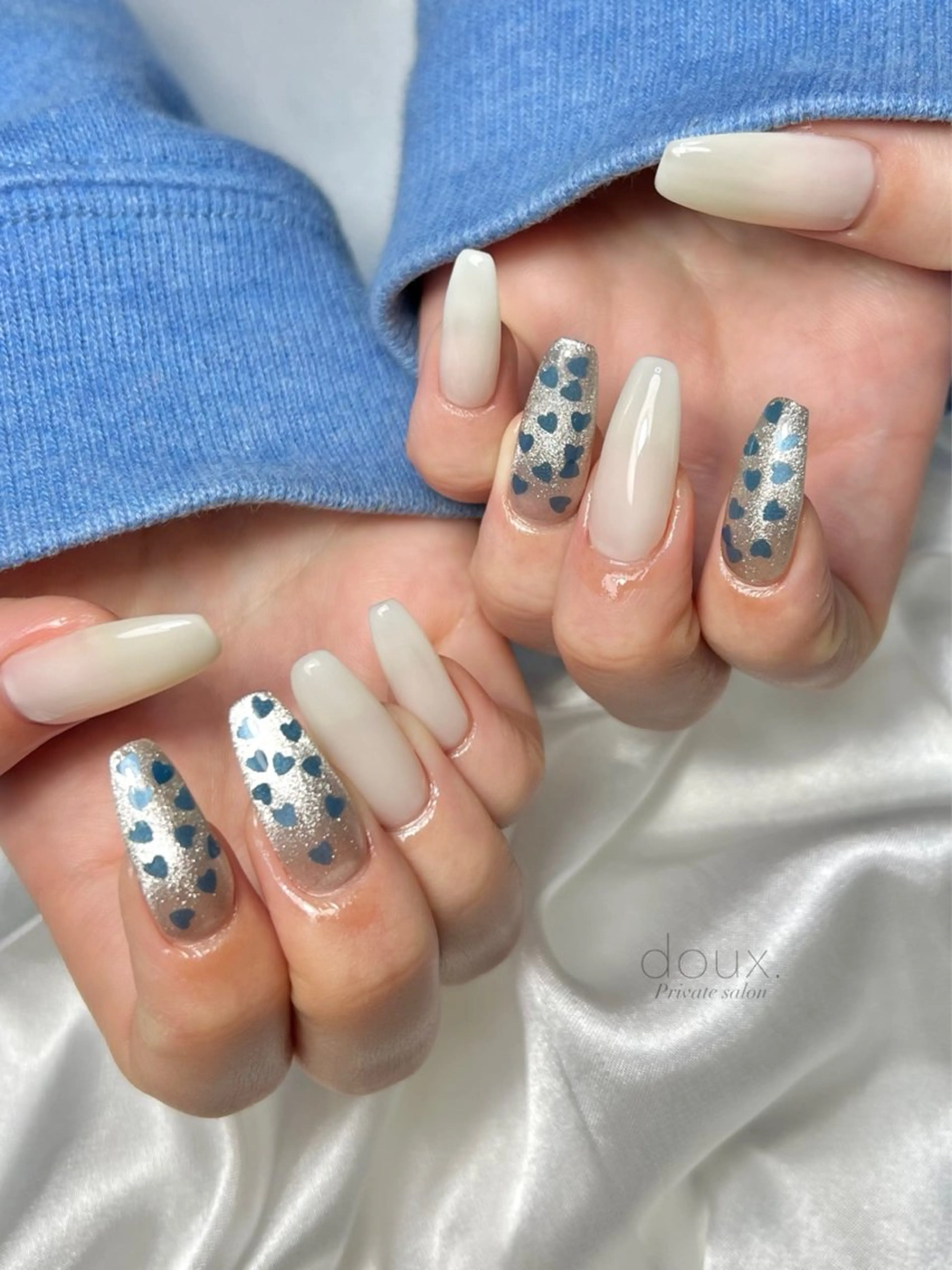 ネイル フラッシュネイル ハート 韓国ネイル マグネットネイル ミラーネイル ハンドネイル doux. nailのネイルデザイン